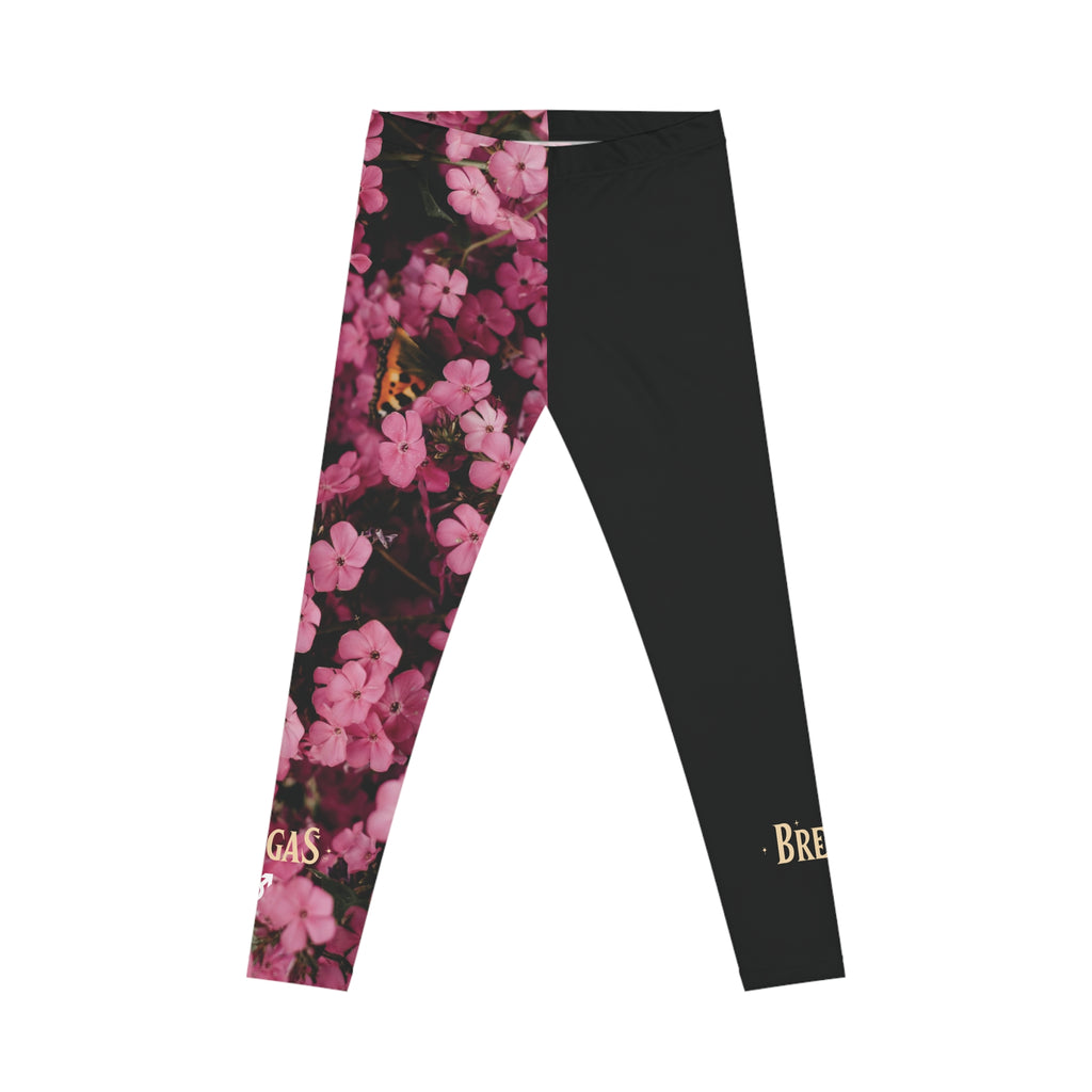 Leggings, Pink flowers & Butterfly, W4M. Made in the USA