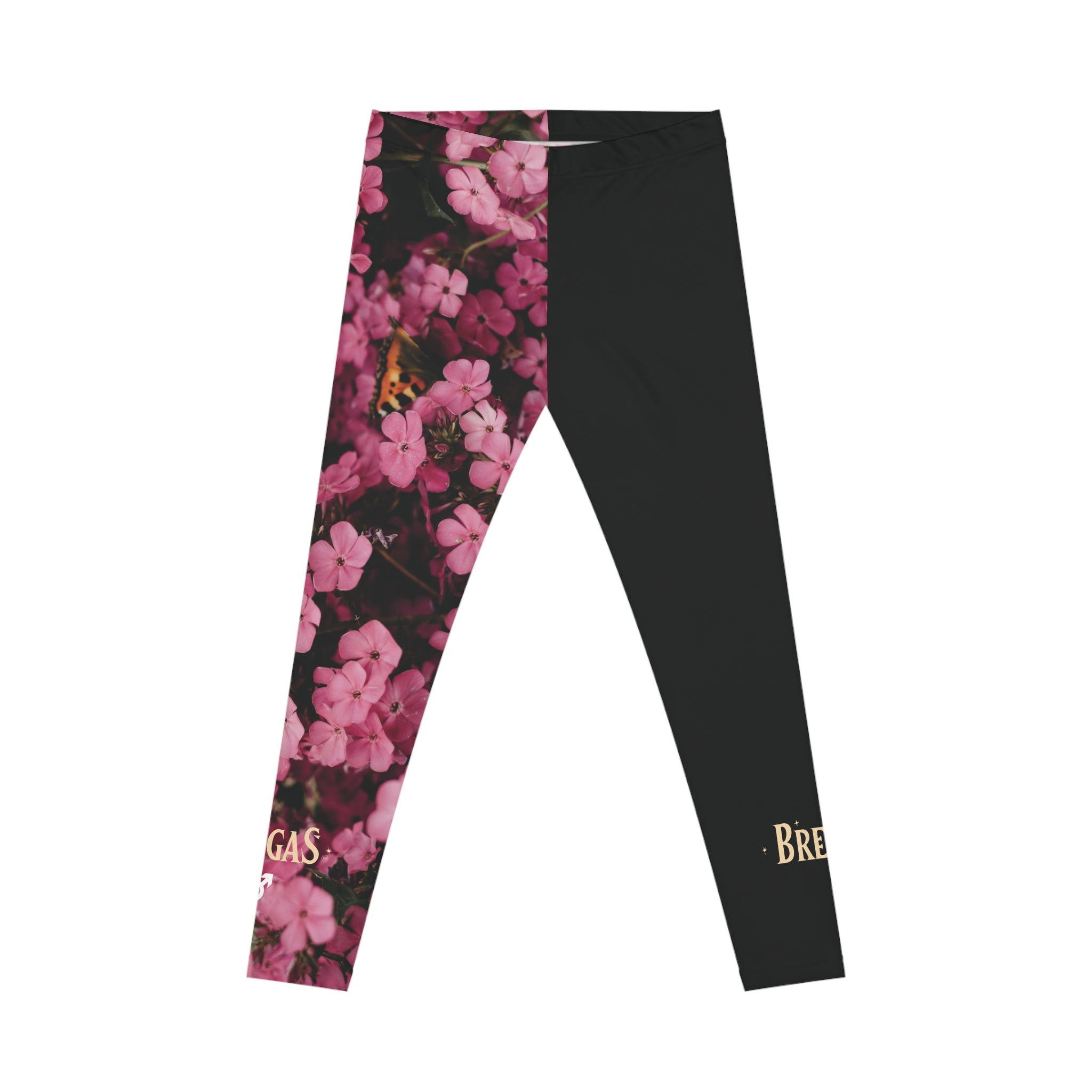 Leggings, Pink flowers & Butterfly, W4M. Made in the USA