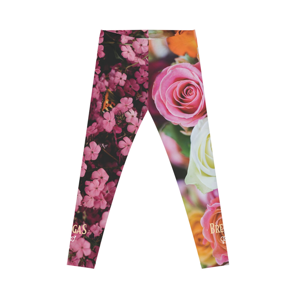 Leggings, Mixed flowers with a Butterfly, Bisexual. Made in the USA.