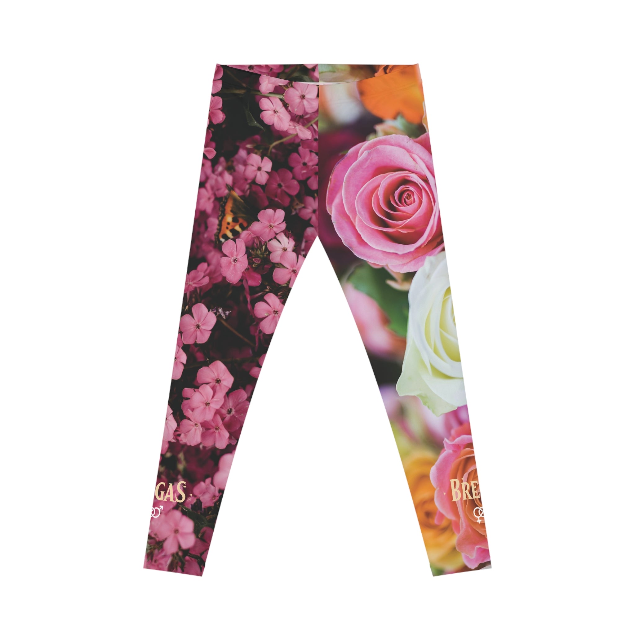 Leggings, Mixed flowers with a Butterfly, Bisexual. Made in the USA.