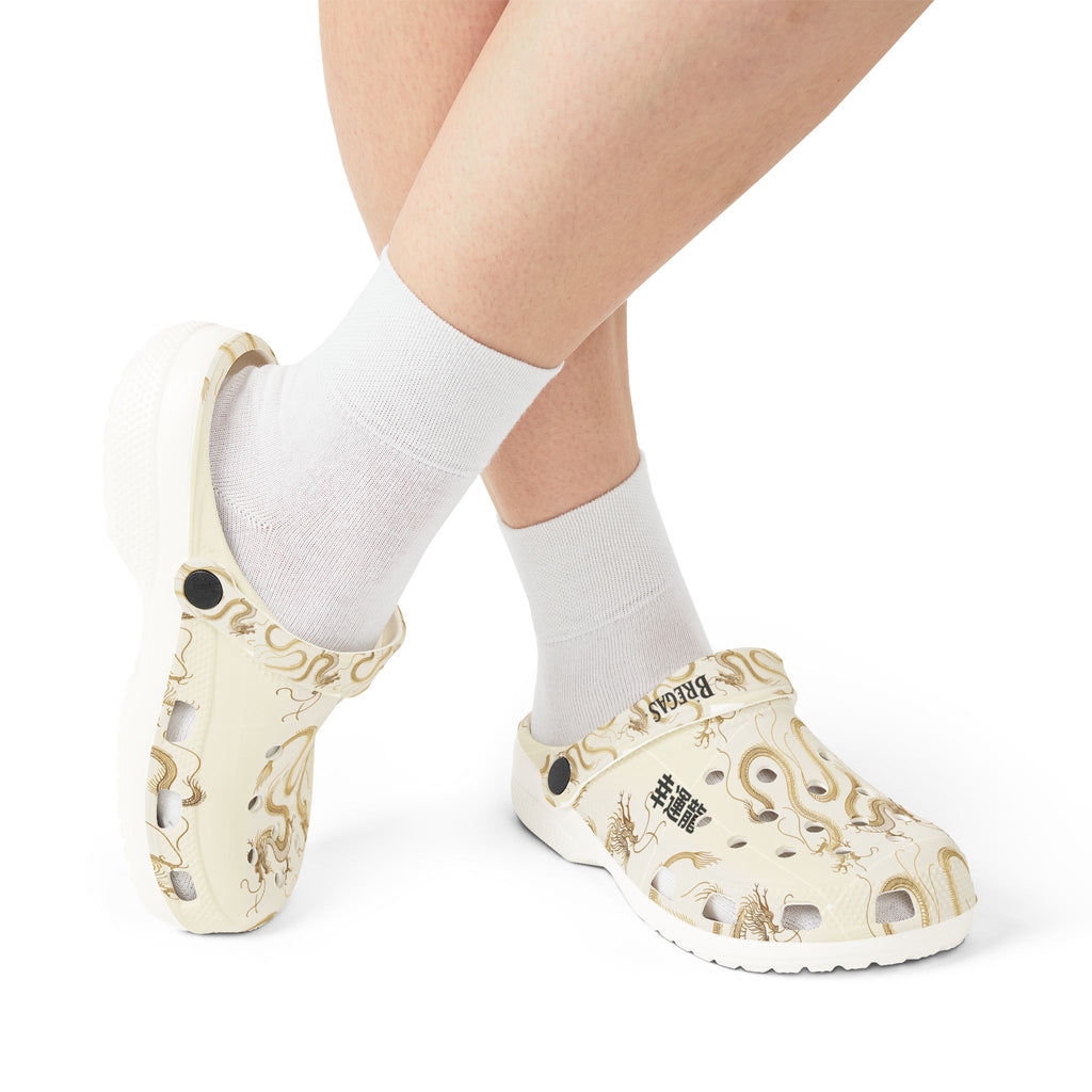 Clogs, Golden Dragon, with 幸運龍 Lucky Dragon traditional Chinese text