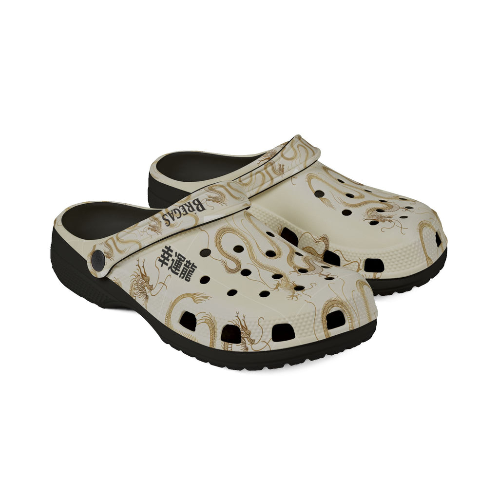 Clogs, Golden Dragon, with 幸運龍 Lucky Dragon traditional Chinese text
