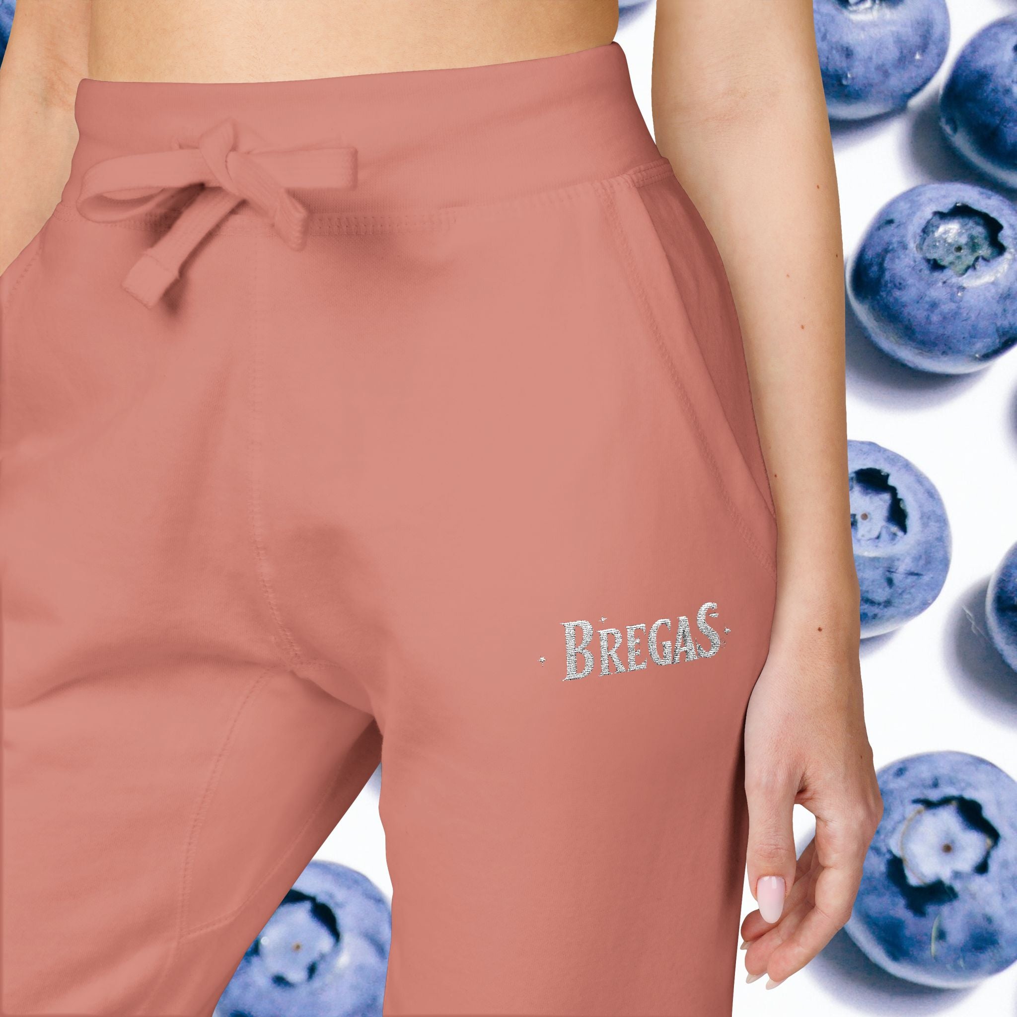 Fleece Sweatpants with silver Embroidered Bregas logo, Sweatpants for Women and Men