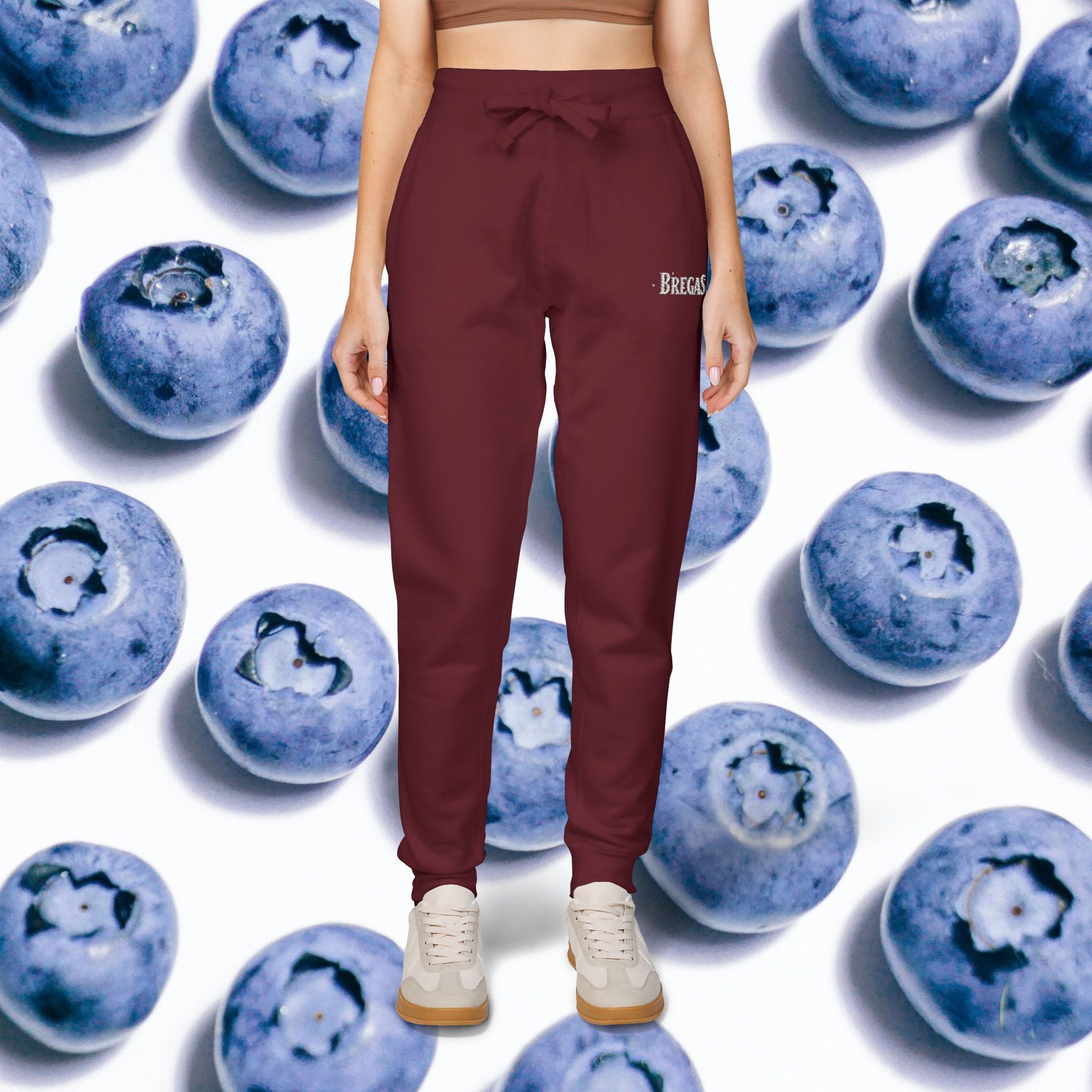 Fleece Sweatpants with silver Embroidered Bregas logo, Sweatpants for Women and Men