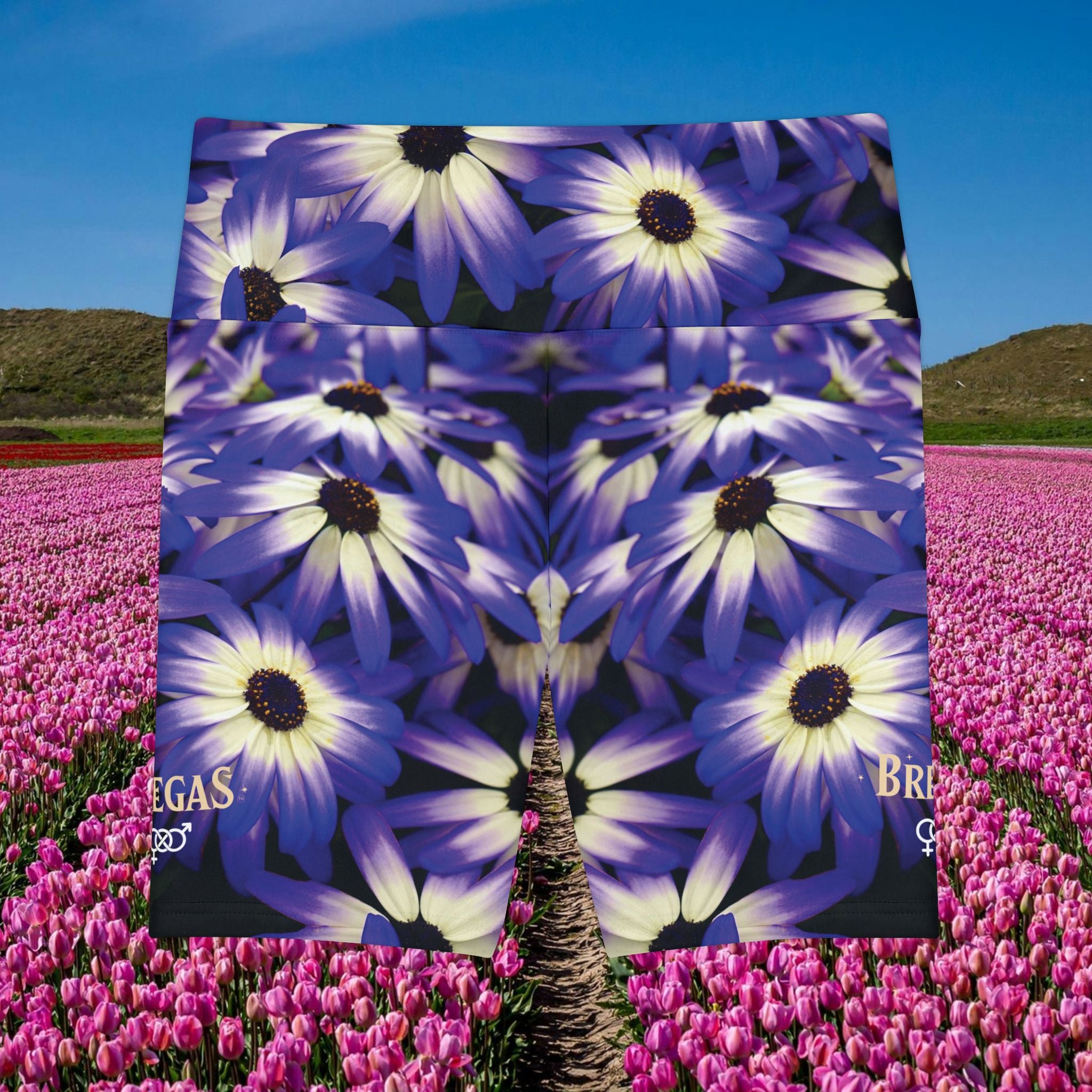 Workout Shorts, Purple Petunia, Bisexual. Made in the USA.