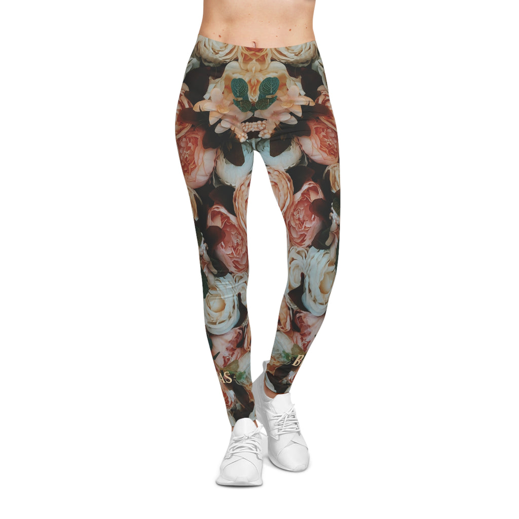 Leggings, Bohemian Garden Roses, Non Dating Cool. Made in the USA.