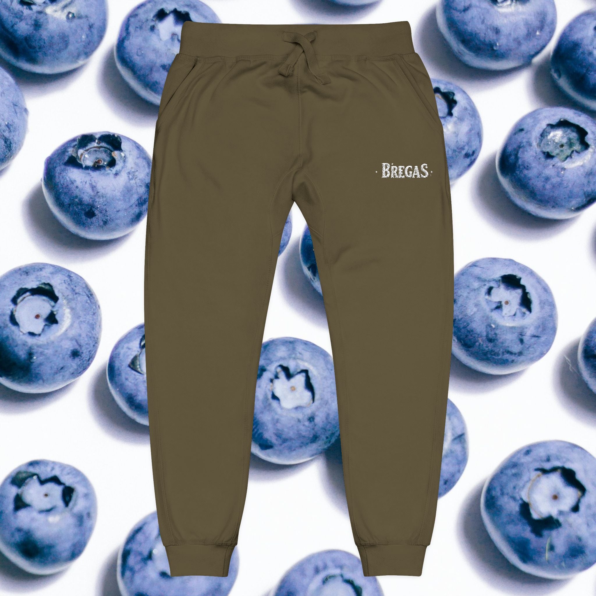 Fleece Sweatpants with silver Embroidered Bregas logo, Sweatpants for Women and Men