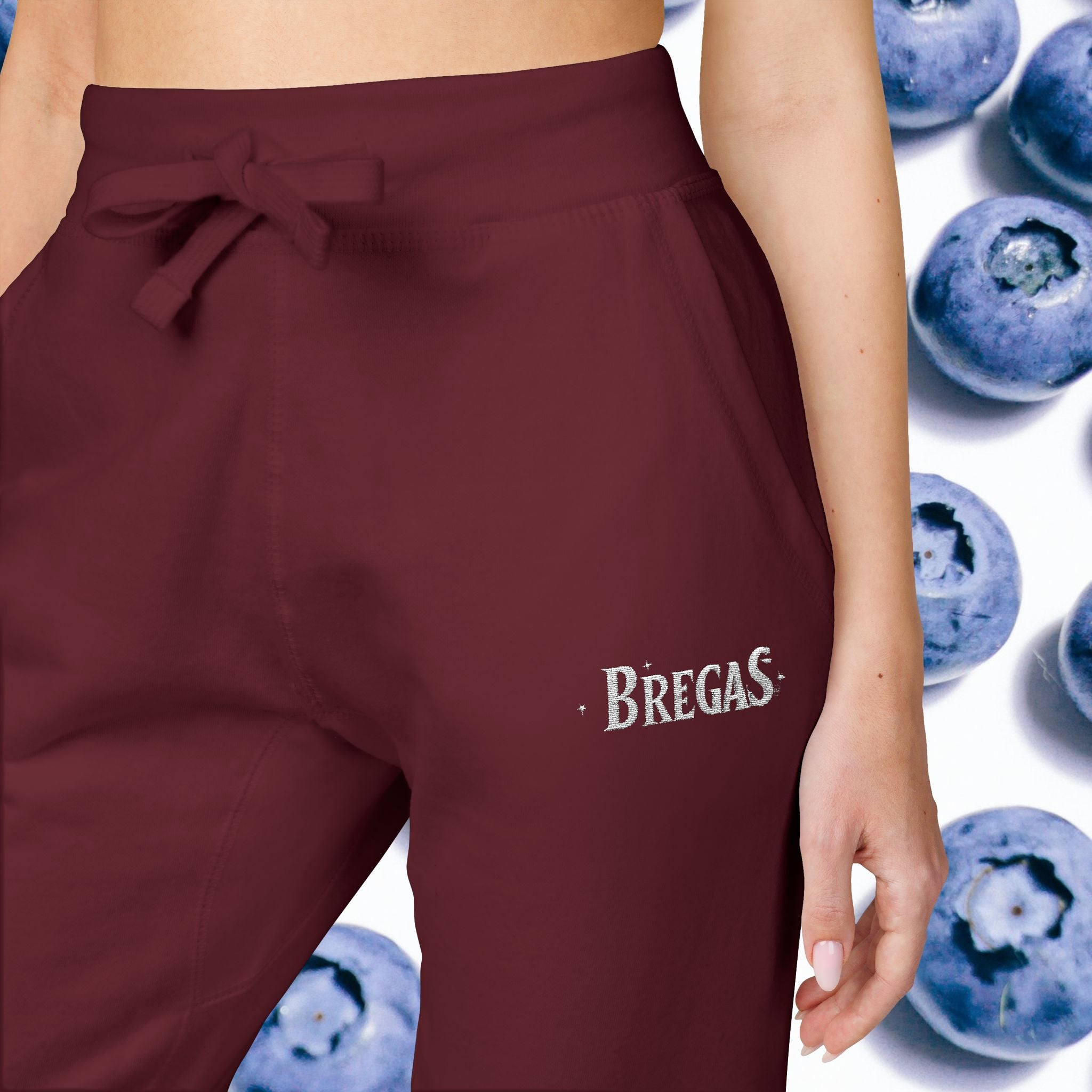 Fleece Sweatpants with silver Embroidered Bregas logo, Sweatpants for Women and Men