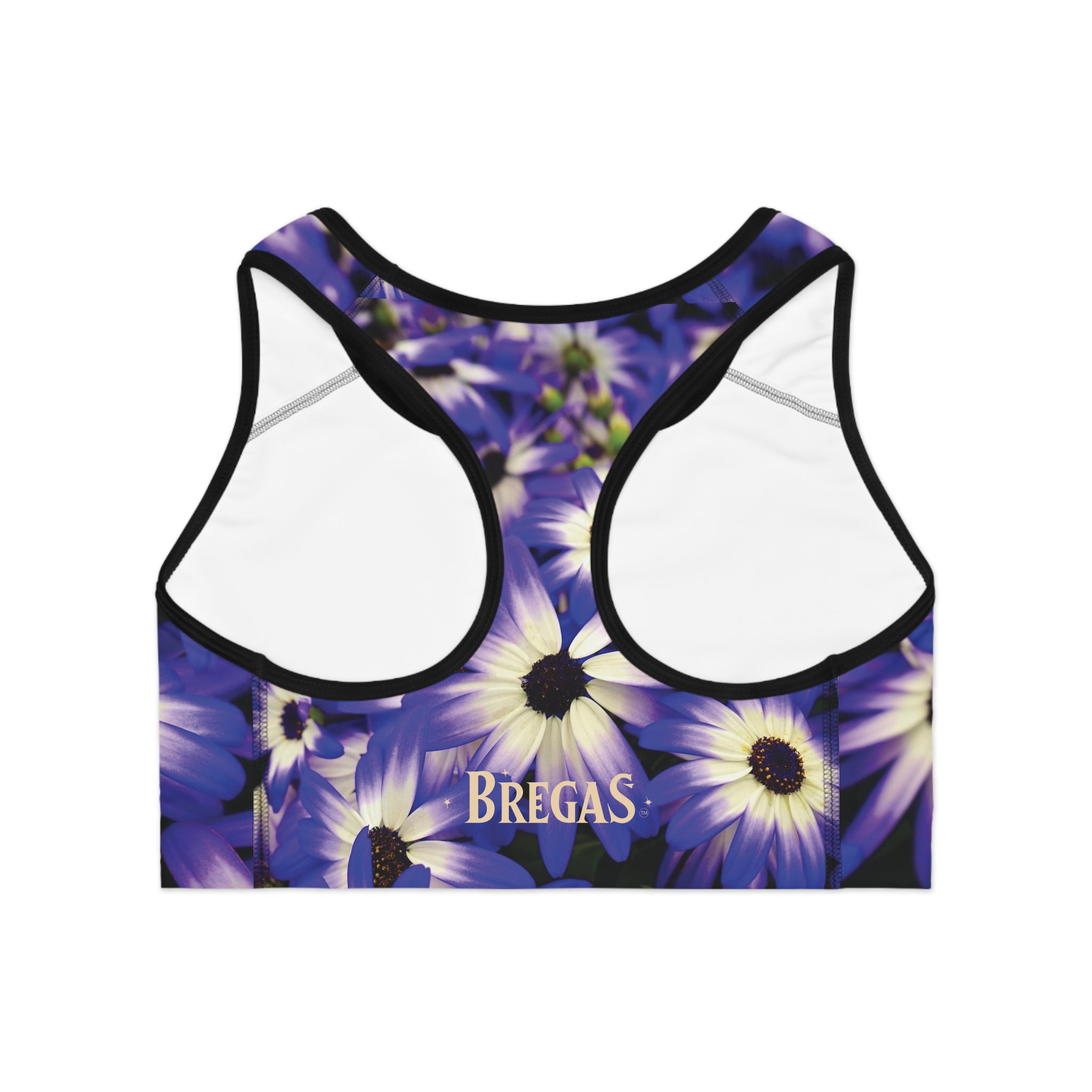 Sports Bra, Purple Petunia, Non Dating Cool. Made in the USA.