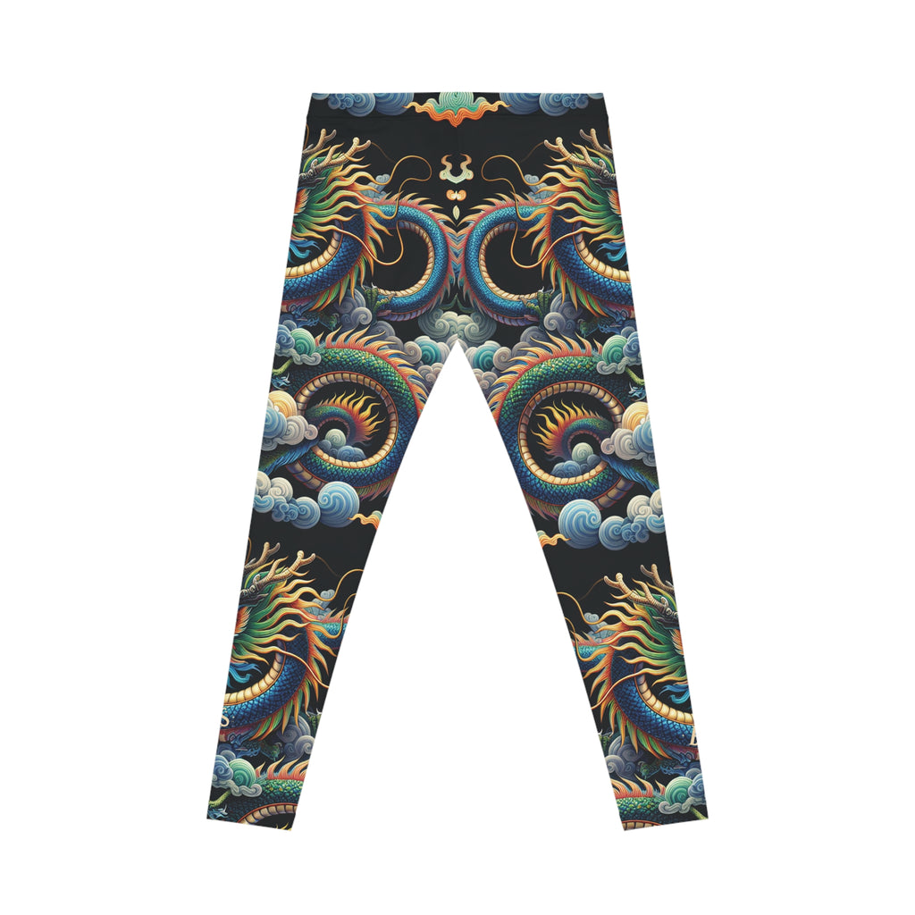 Leggings, Blue Dragon God, with 祝福龍 Blessed Dragon text