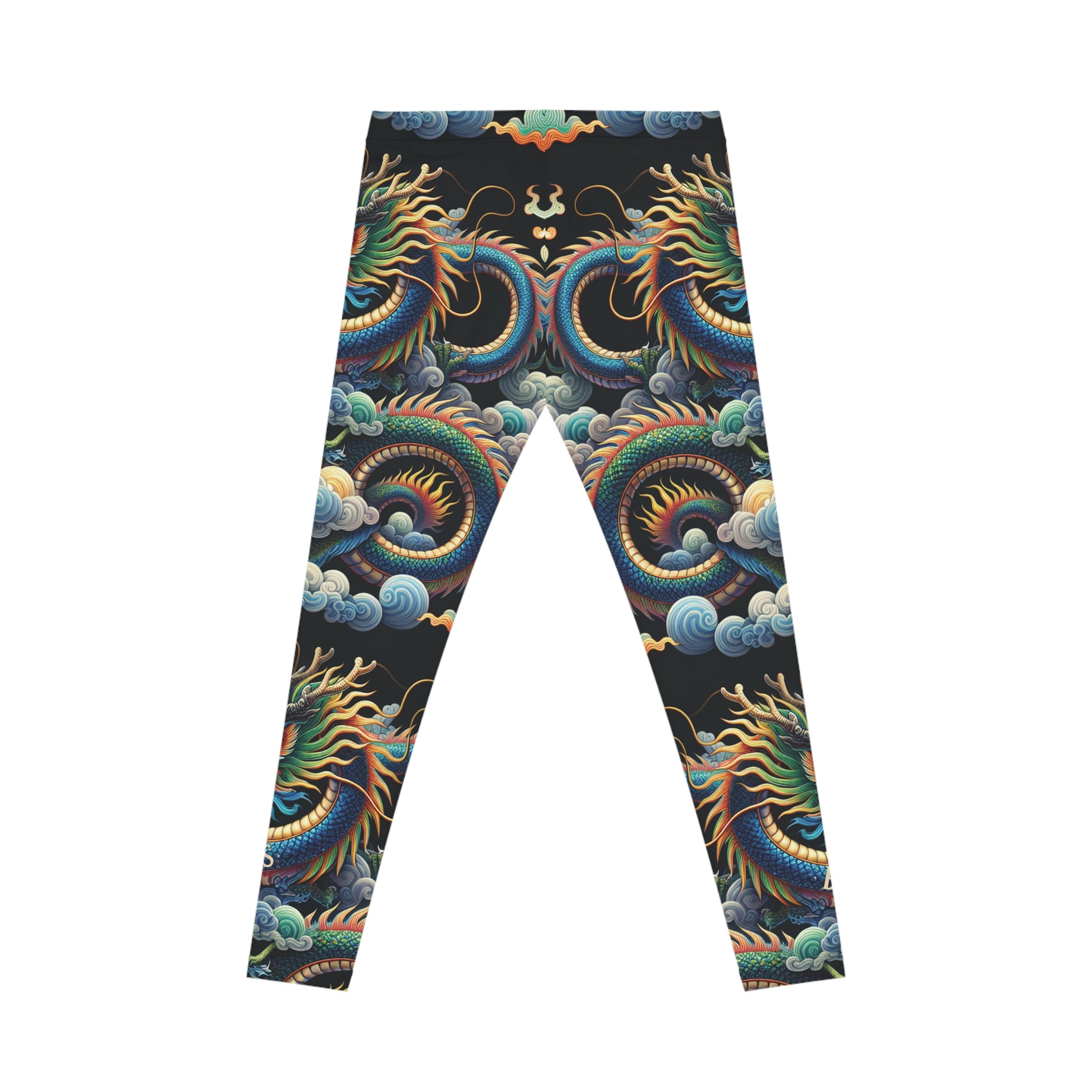 Leggings, Blue Dragon God, with 祝福龍 Blessed Dragon text