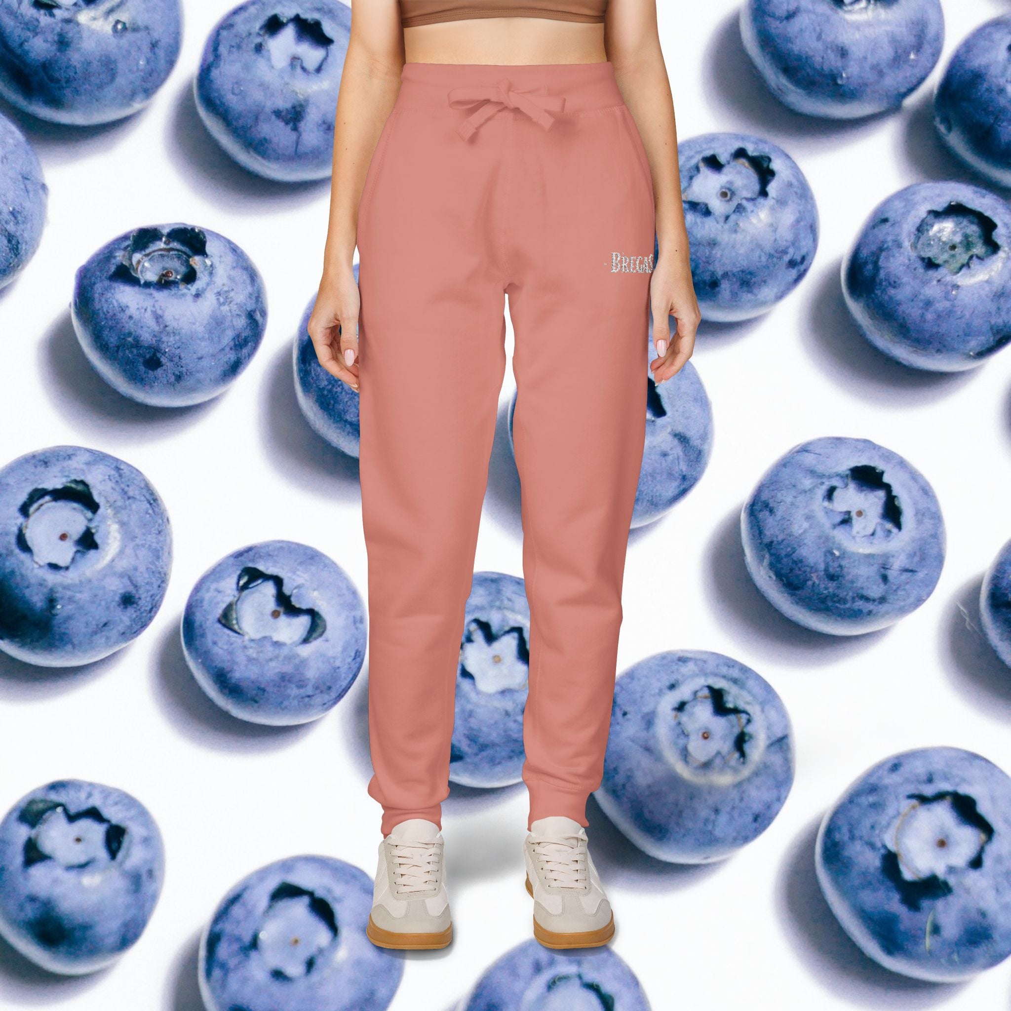 Fleece Sweatpants with silver Embroidered Bregas logo, Sweatpants for Women and Men