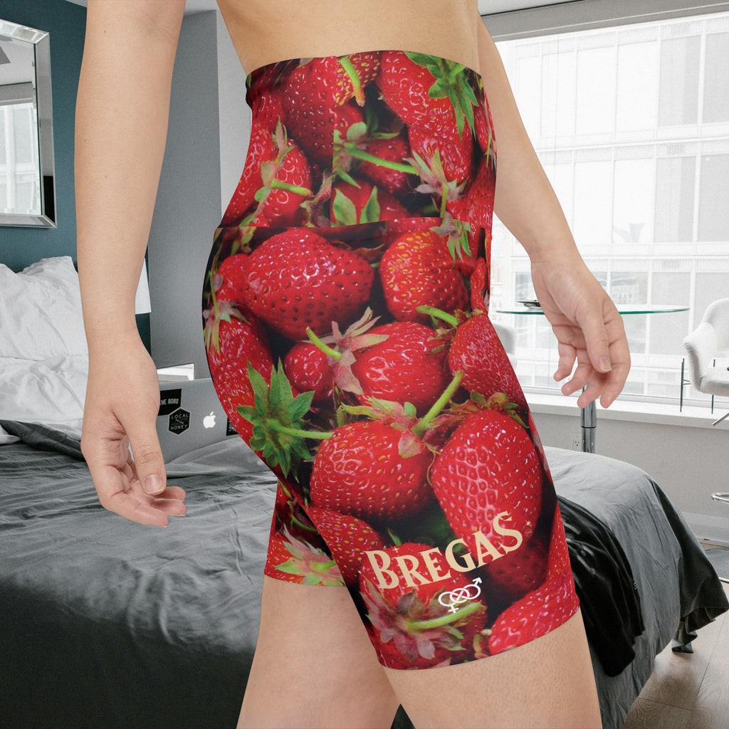 Workout Shorts, Strawberries, Bisexual. Made in the USA.