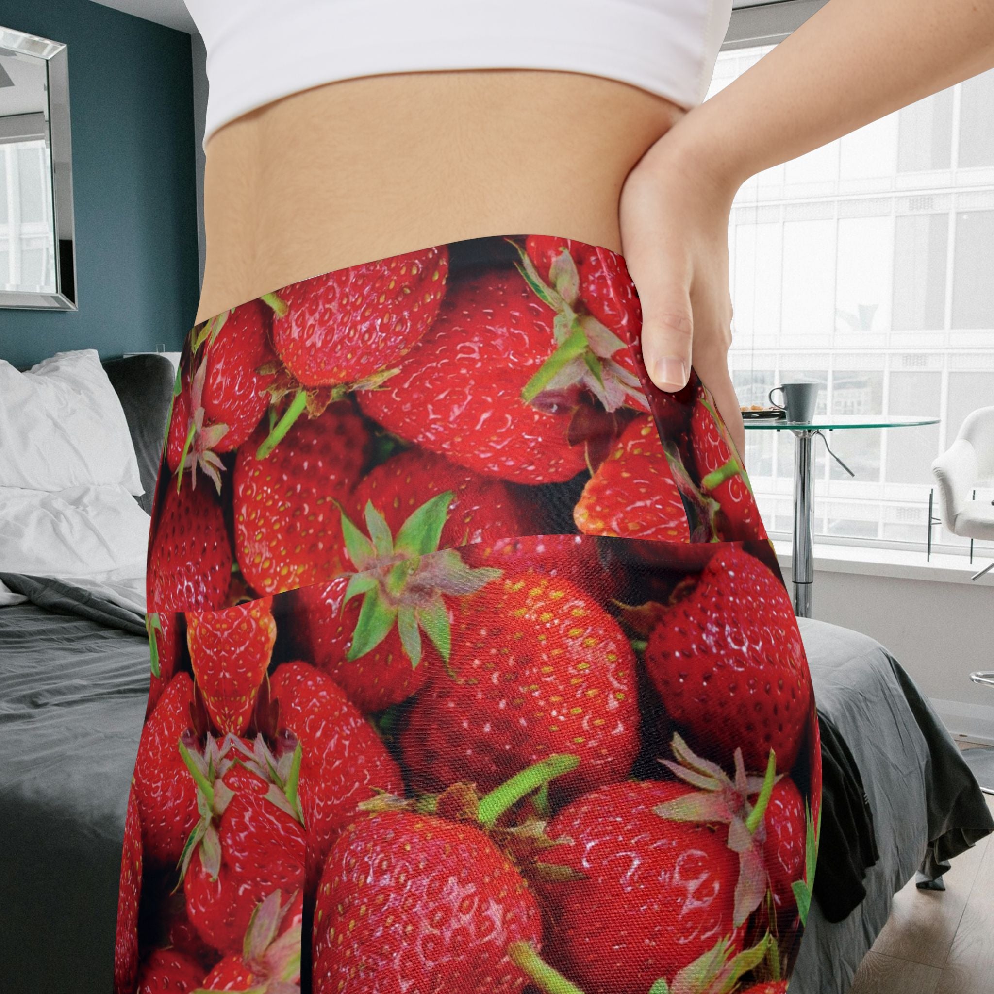 Workout Shorts, Strawberries, W4M. Made in the USA.