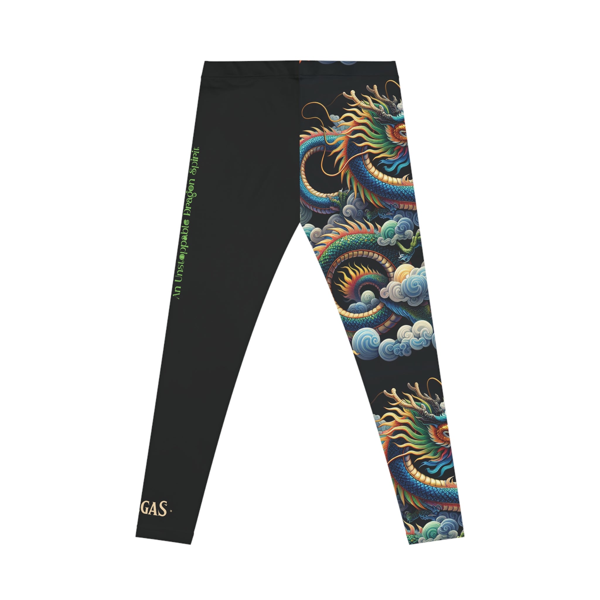 Leggings, Blue Dragon, with 勢不可擋的龍之靈 An Unstoppable Dragon spirit text