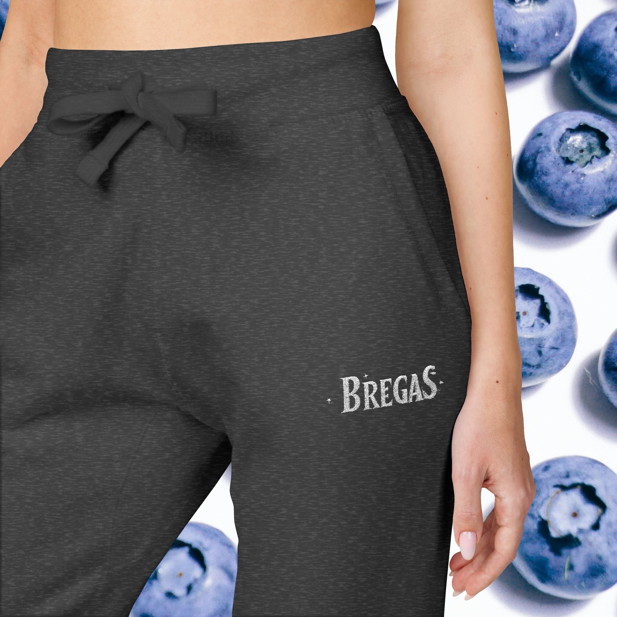Fleece Sweatpants with silver Embroidered Bregas logo, Sweatpants for Women and Men