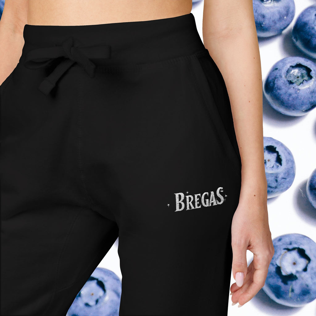 Fleece Sweatpants with silver Embroidered Bregas logo, Sweatpants for Women and Men