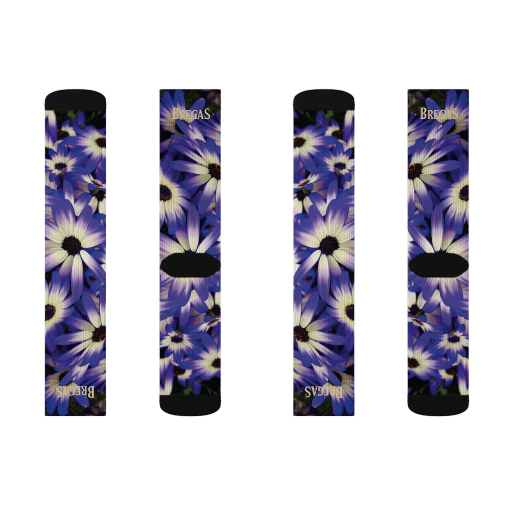 Socks, purple flowers, non dating style