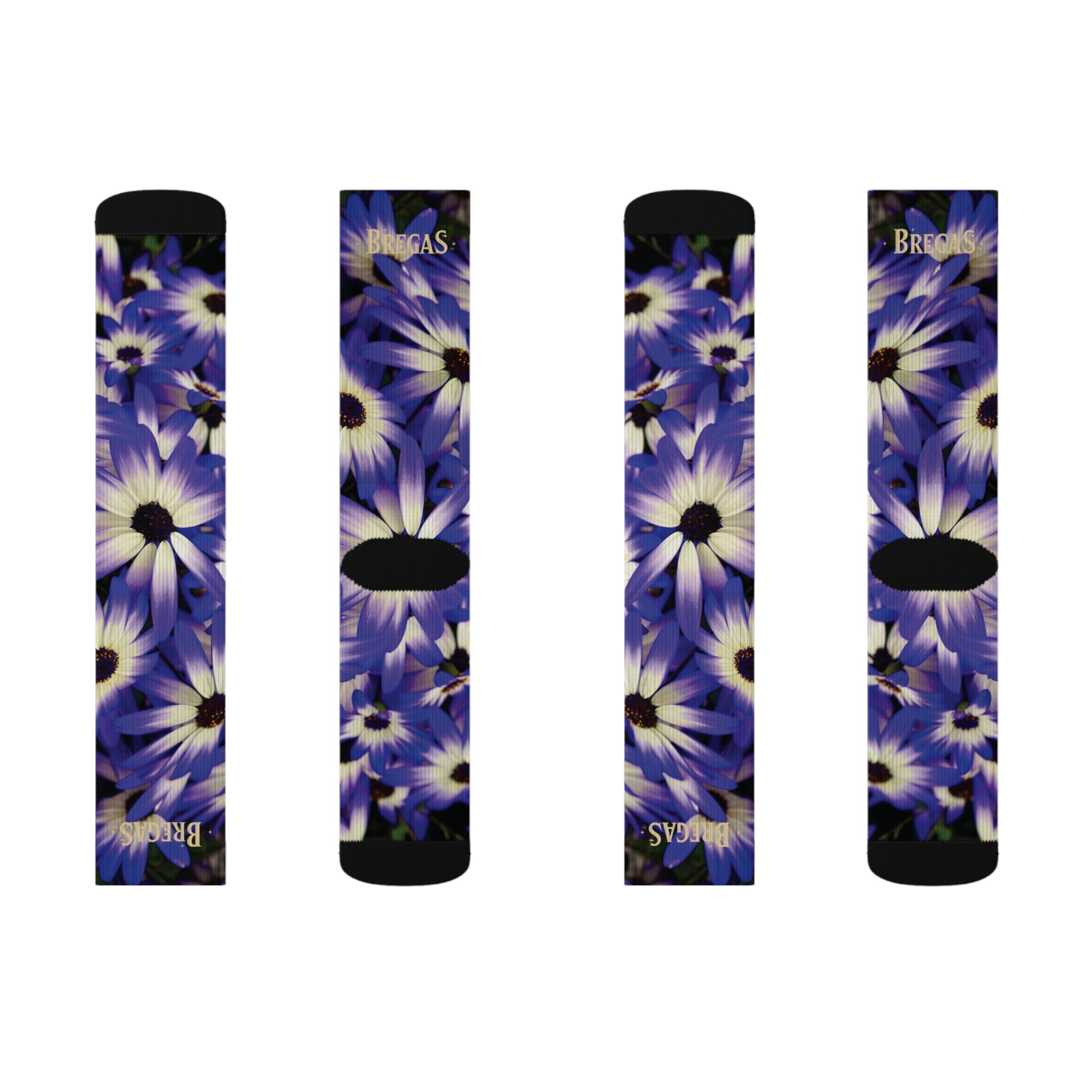 Socks, purple flowers, non dating style