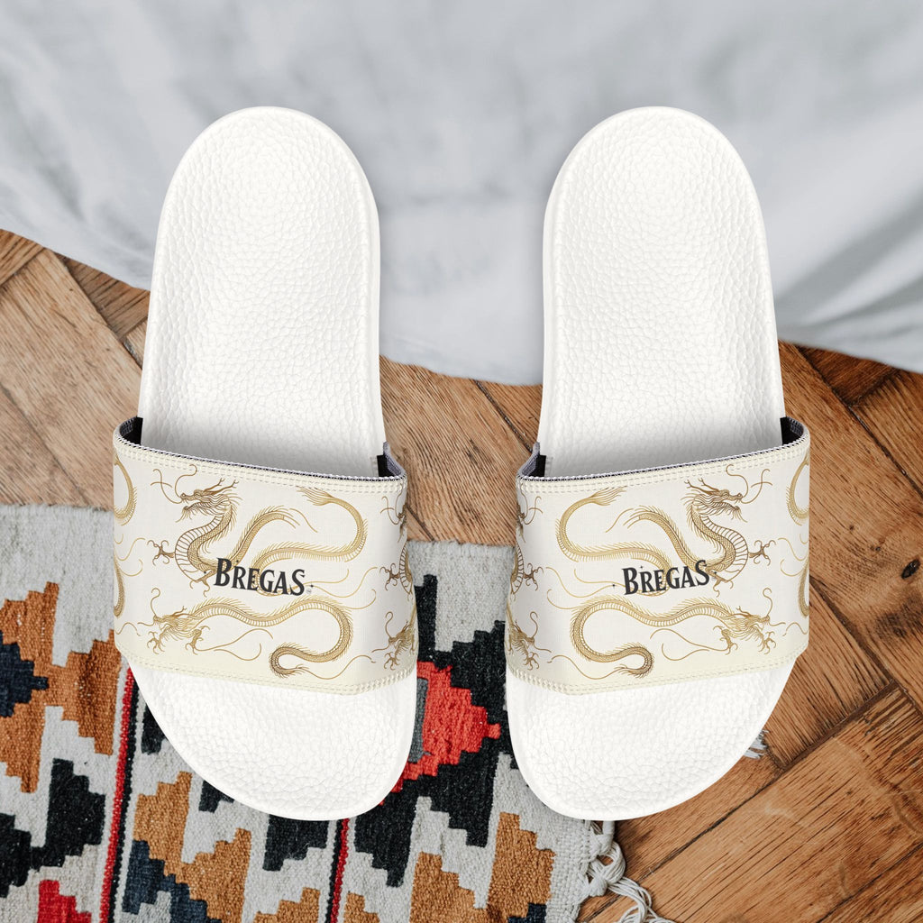 Golden Dragon Women's custom Slides with a 幸運龍 Lucky Dragon traditional Chinese text blessing