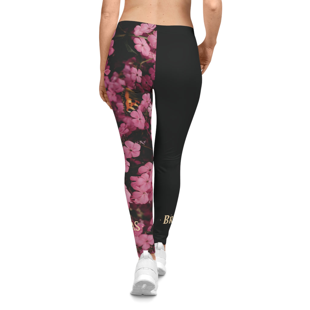 Leggings, Pink flowers and a Butterfly, W4W. Made in the USA.