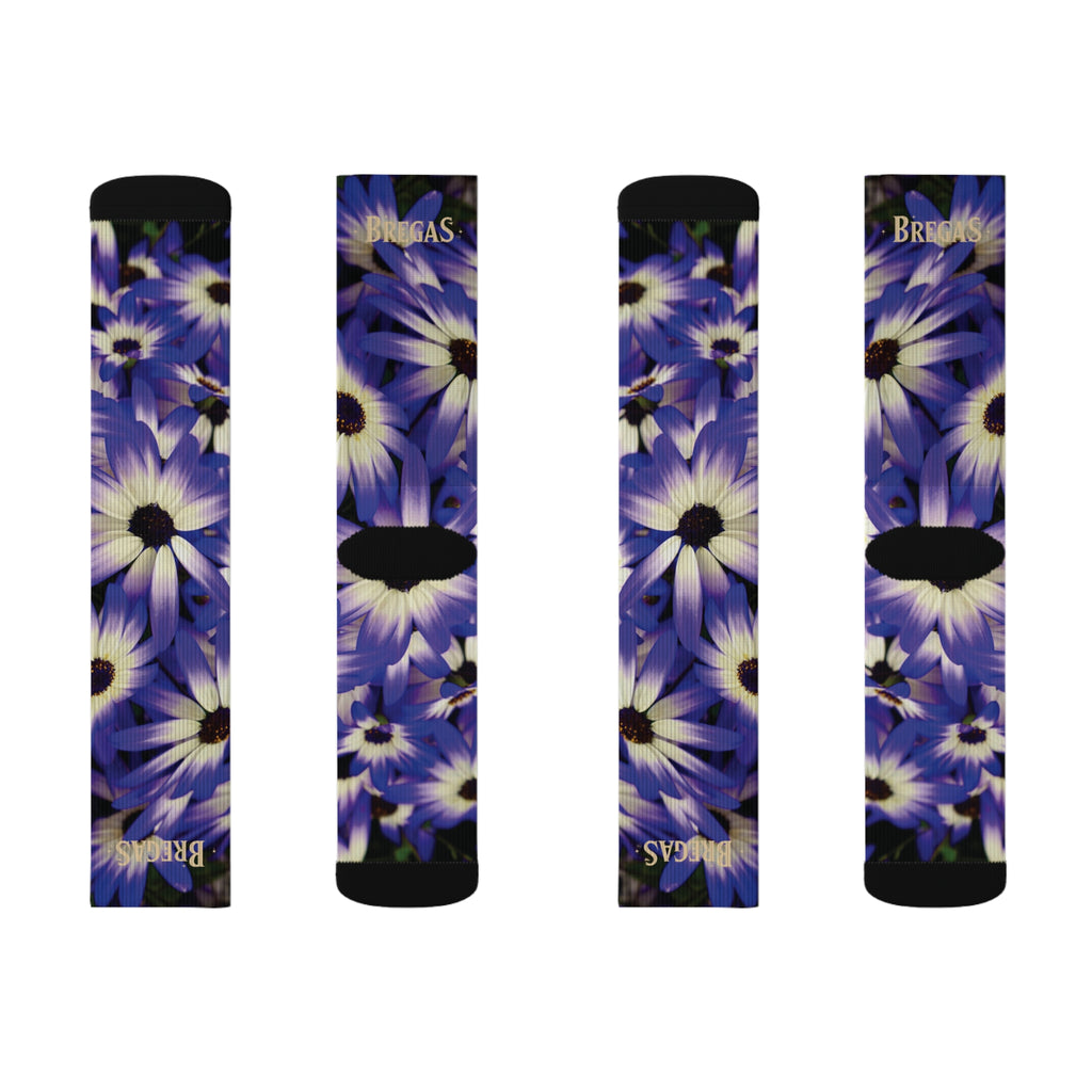 Socks, purple flowers, non dating style