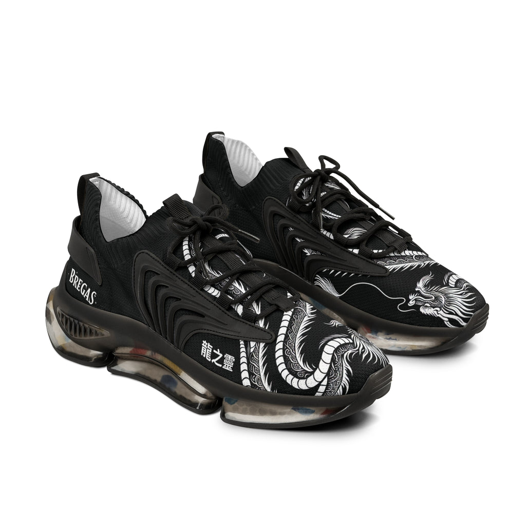 Women's Sneakers, White Dragon, with 龍之靈 Dragon spirit ancient Chinese text