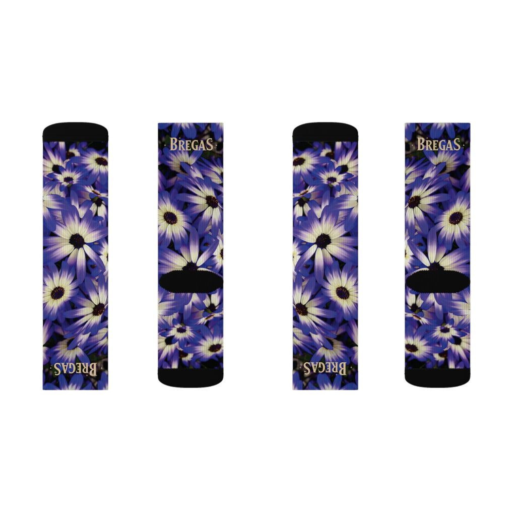 Socks, purple flowers, non dating style