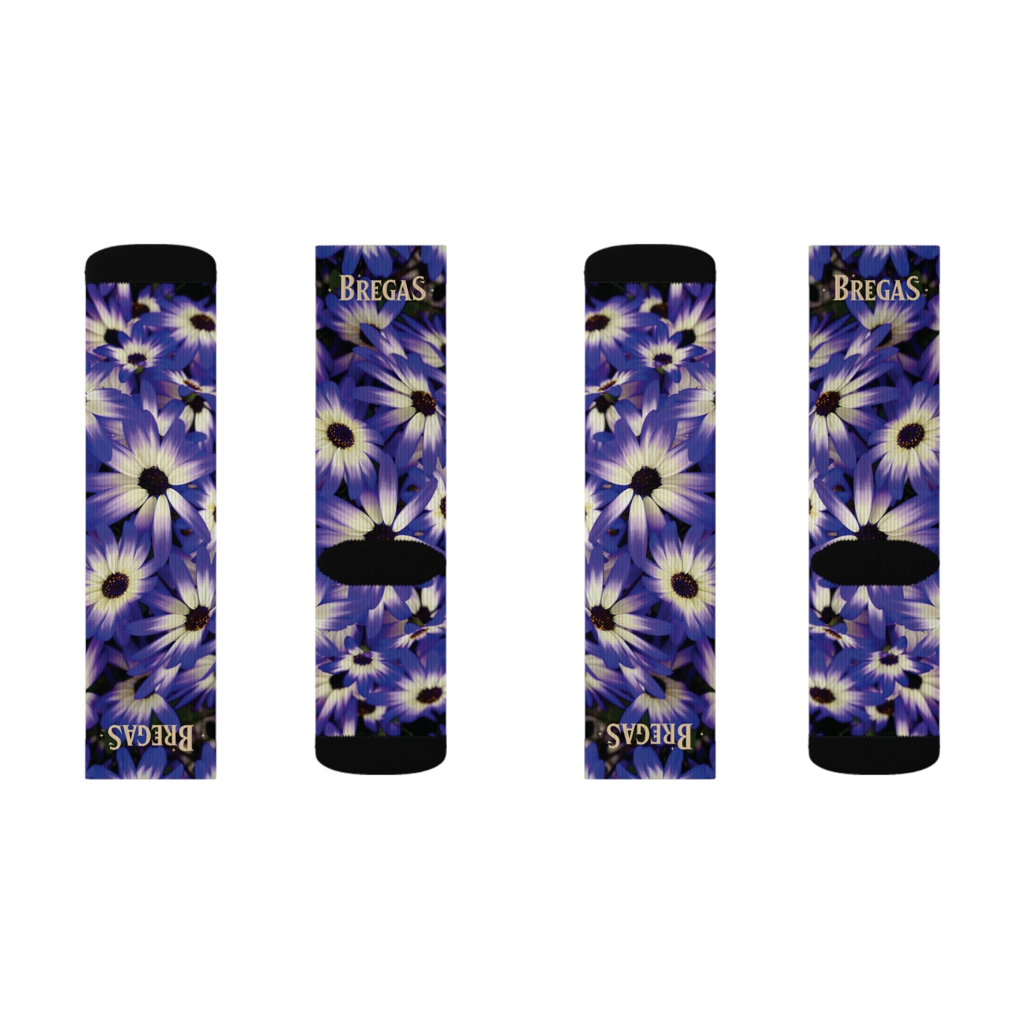 Socks, purple flowers, non dating style