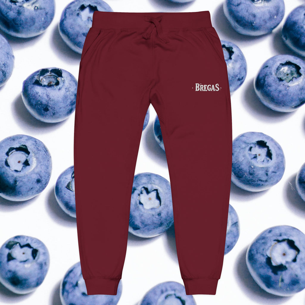 Fleece Sweatpants with silver Embroidered Bregas logo, Sweatpants for Women and Men