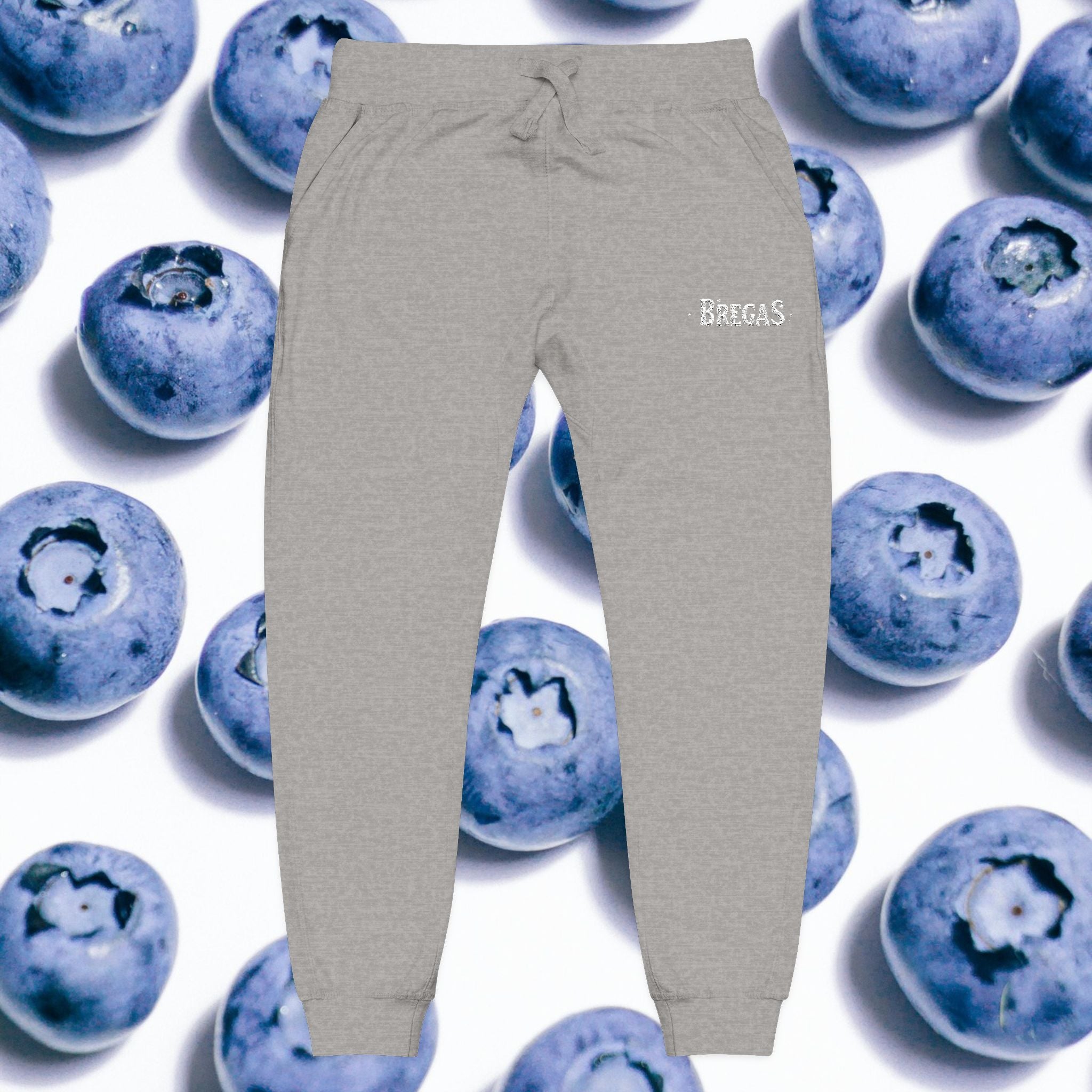 Fleece Sweatpants with silver Embroidered Bregas logo, Sweatpants for Women and Men