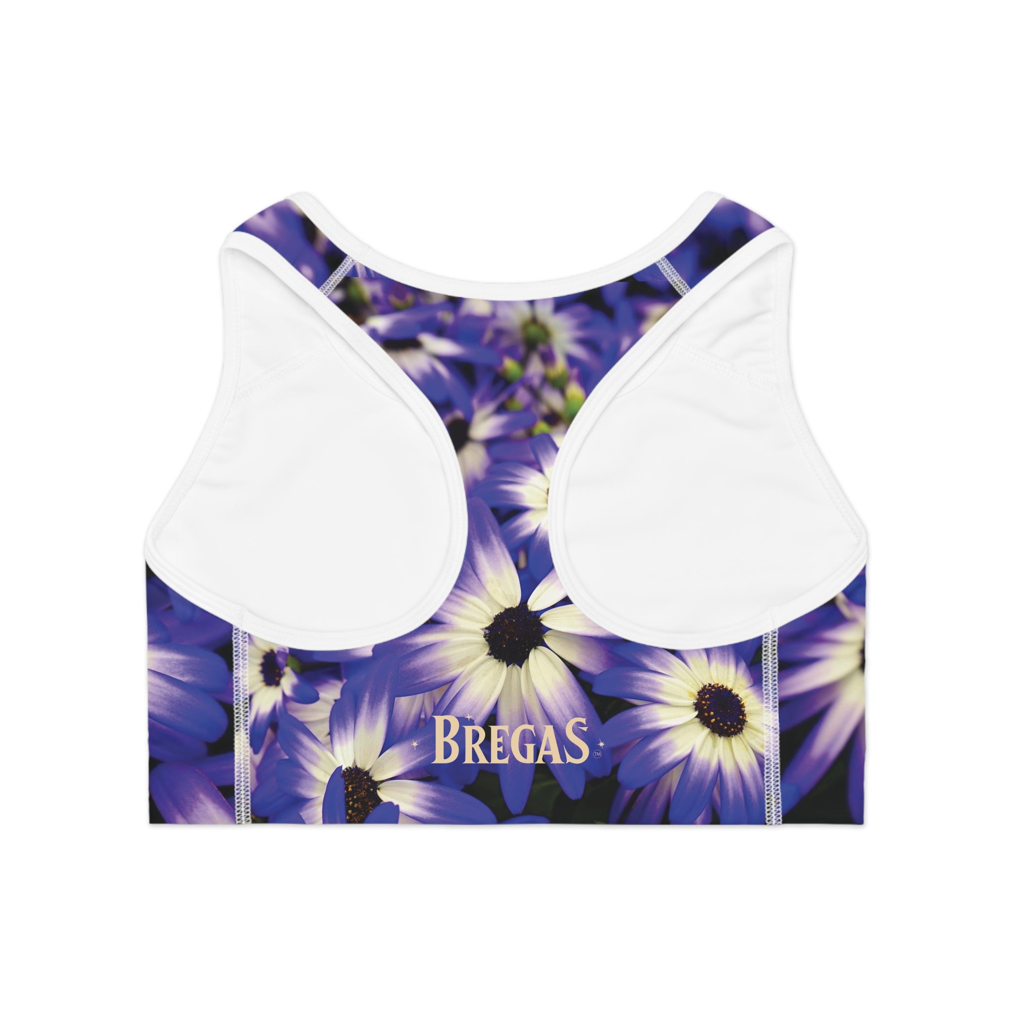 Sports Bra, Purple Petunia, Non Dating Cool. Made in the USA.