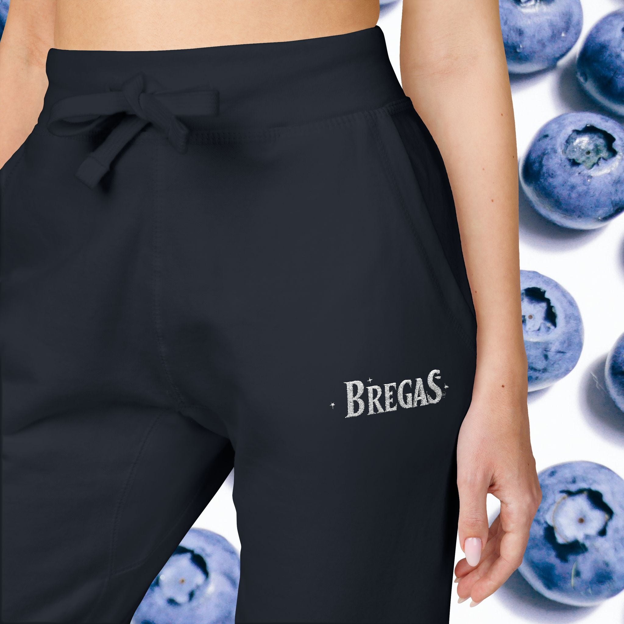Fleece Sweatpants with silver Embroidered Bregas logo, Sweatpants for Women and Men