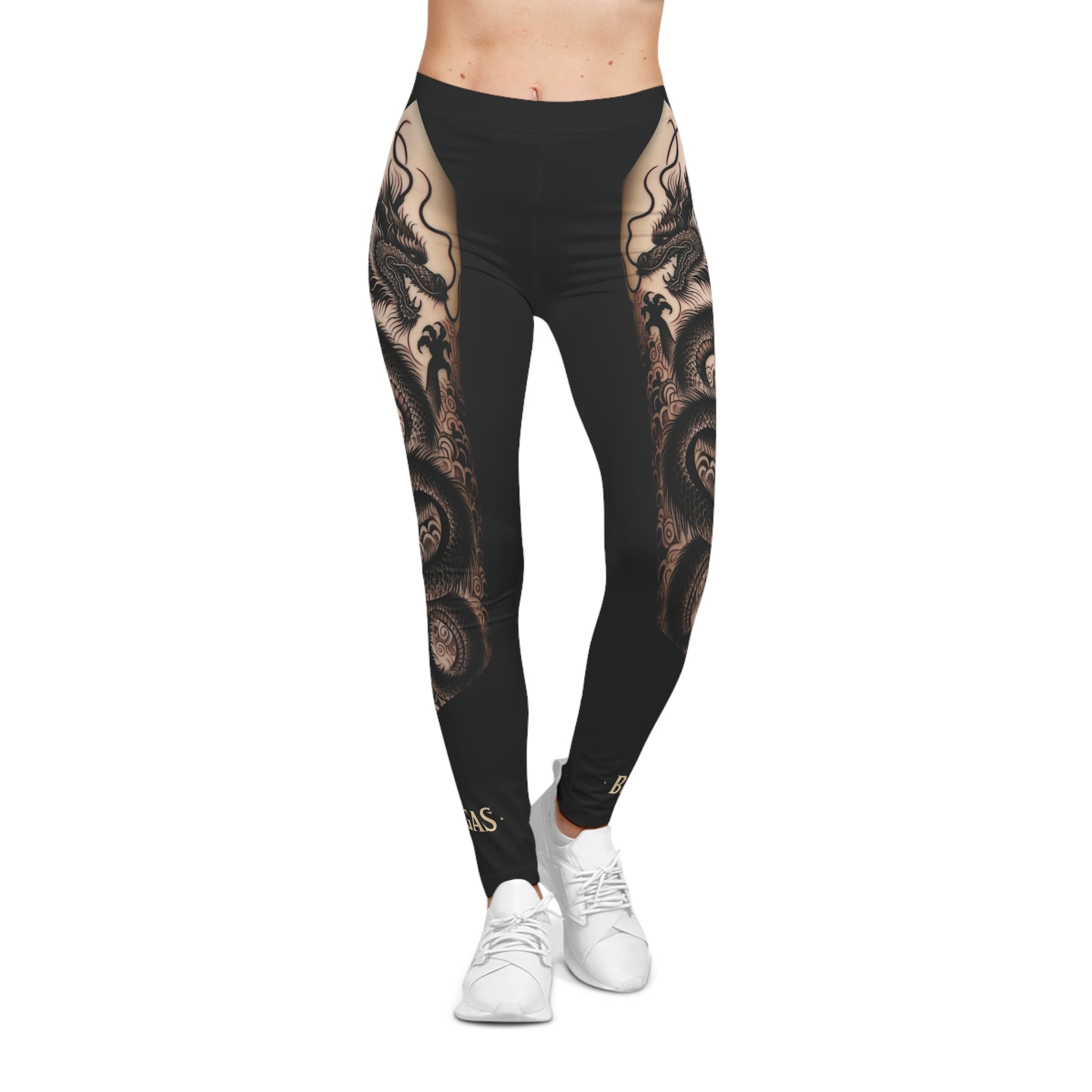 Leggings, Fierce Dragon tattoo double leg, Non Dating Cool