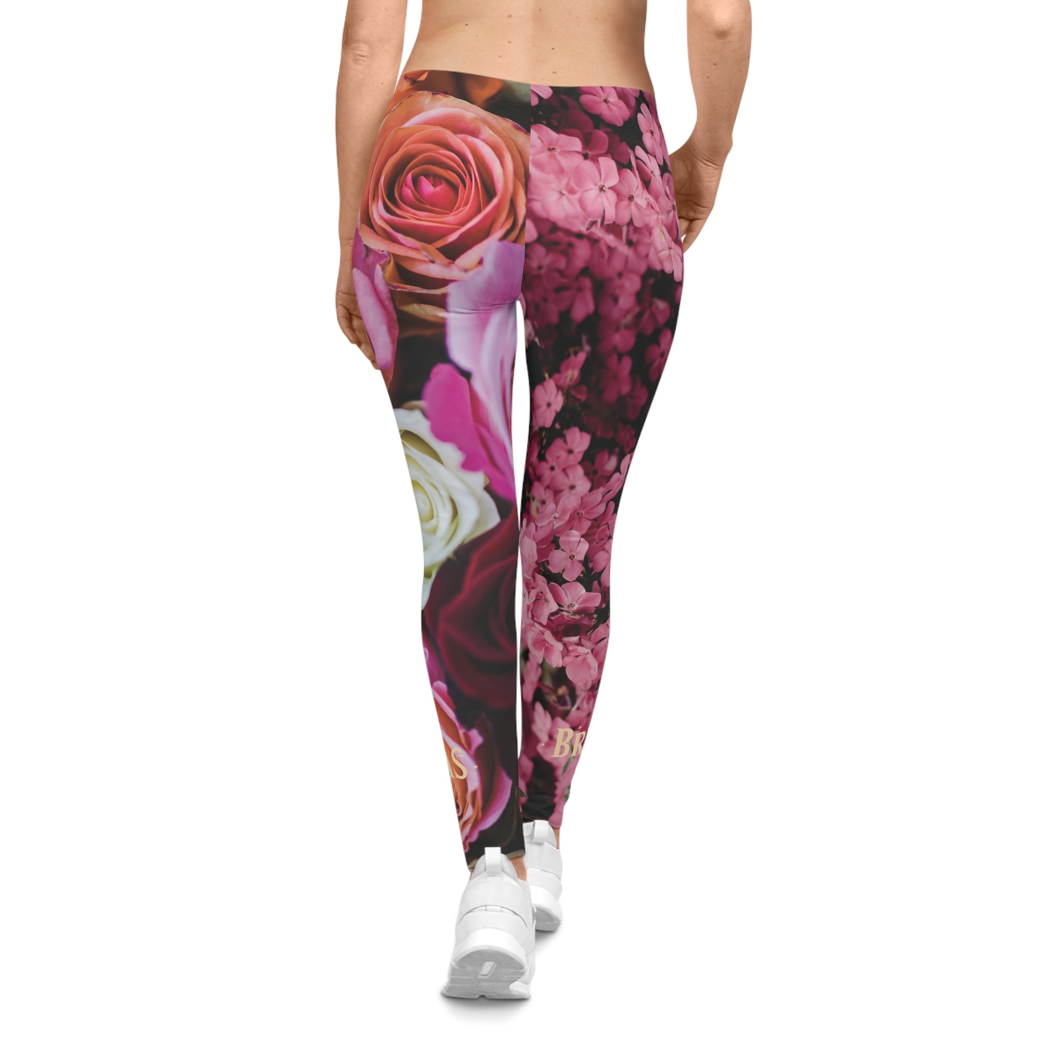 Leggings, Mixed flowers with a Butterfly, Bisexual. Made in the USA.
