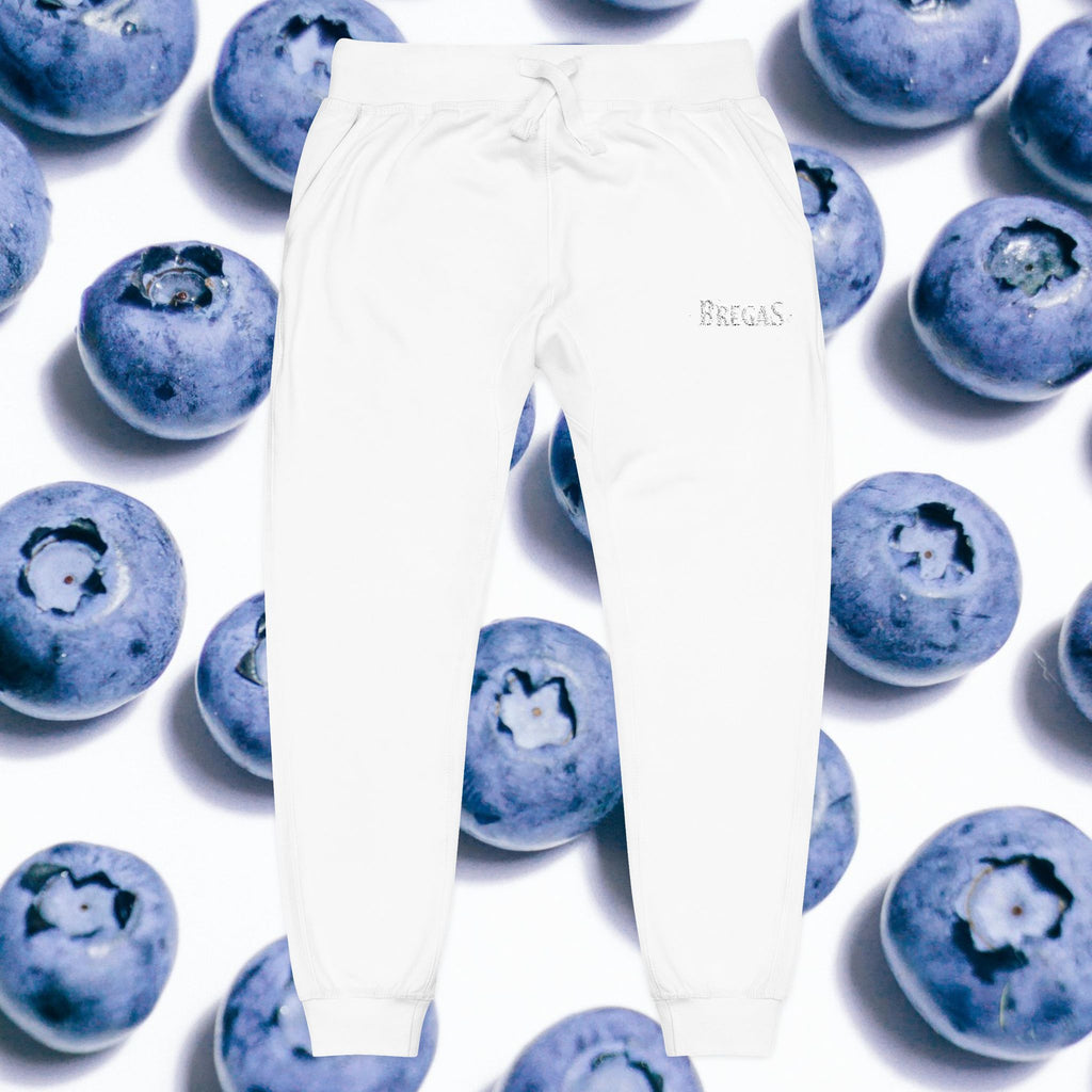 Fleece Sweatpants with silver Embroidered Bregas logo, Sweatpants for Women and Men