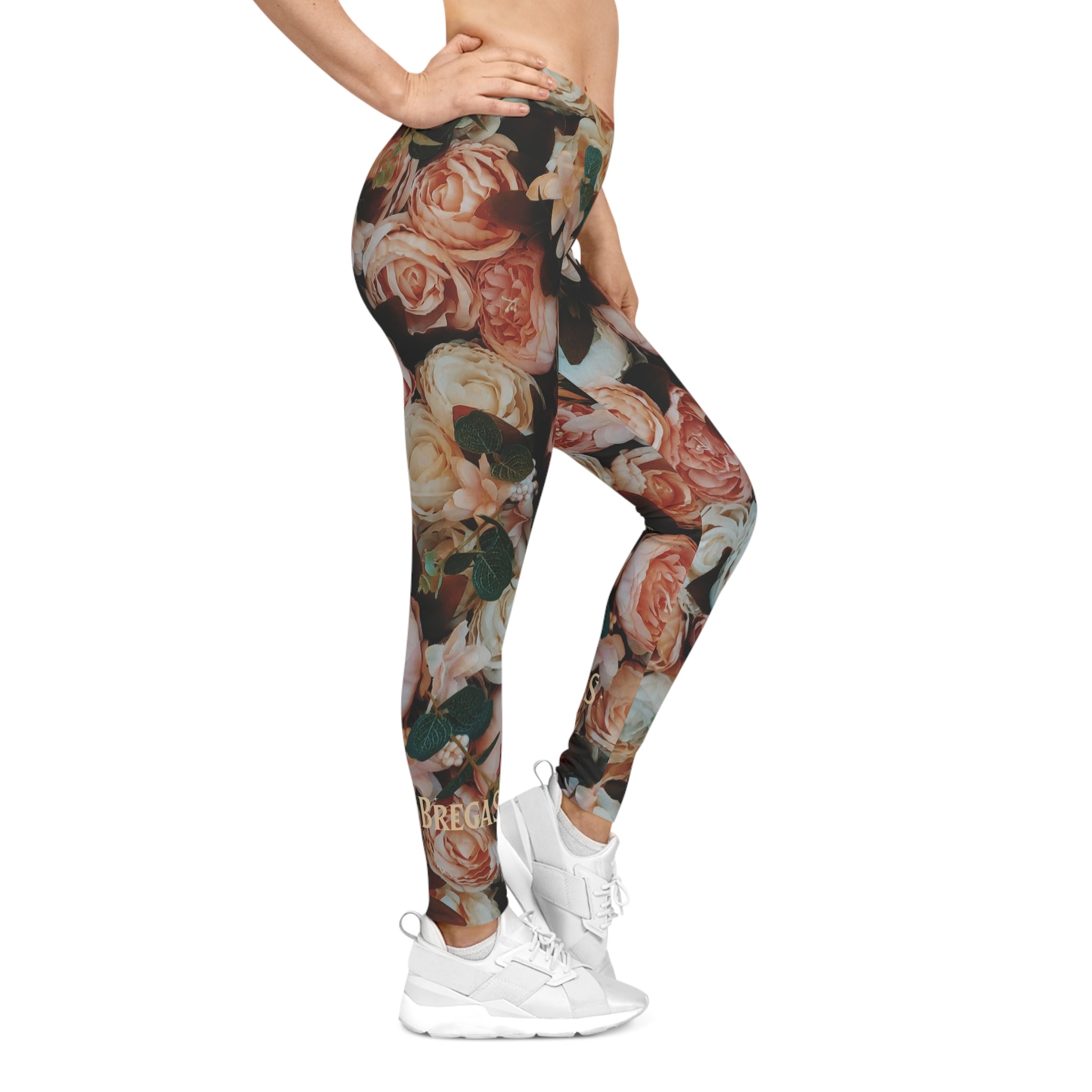 Leggings, Bohemian Garden Roses, Non Dating Cool. Made in the USA.