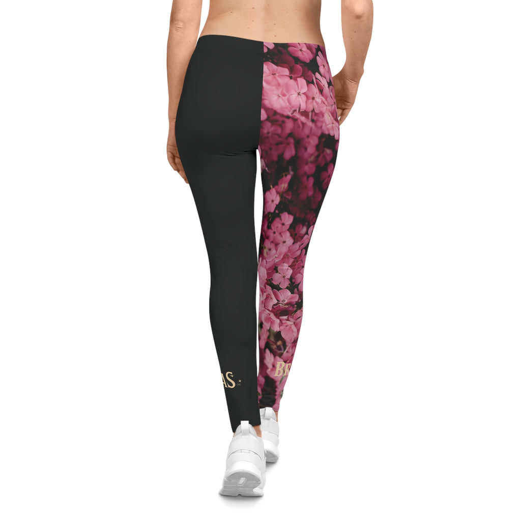 Leggings, Pink flowers & Butterfly, W4M. Made in the USA