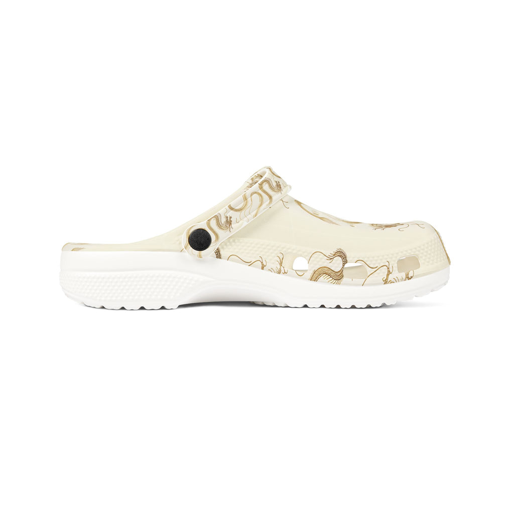 Clogs, Golden Dragon, with 幸運龍 Lucky Dragon traditional Chinese text