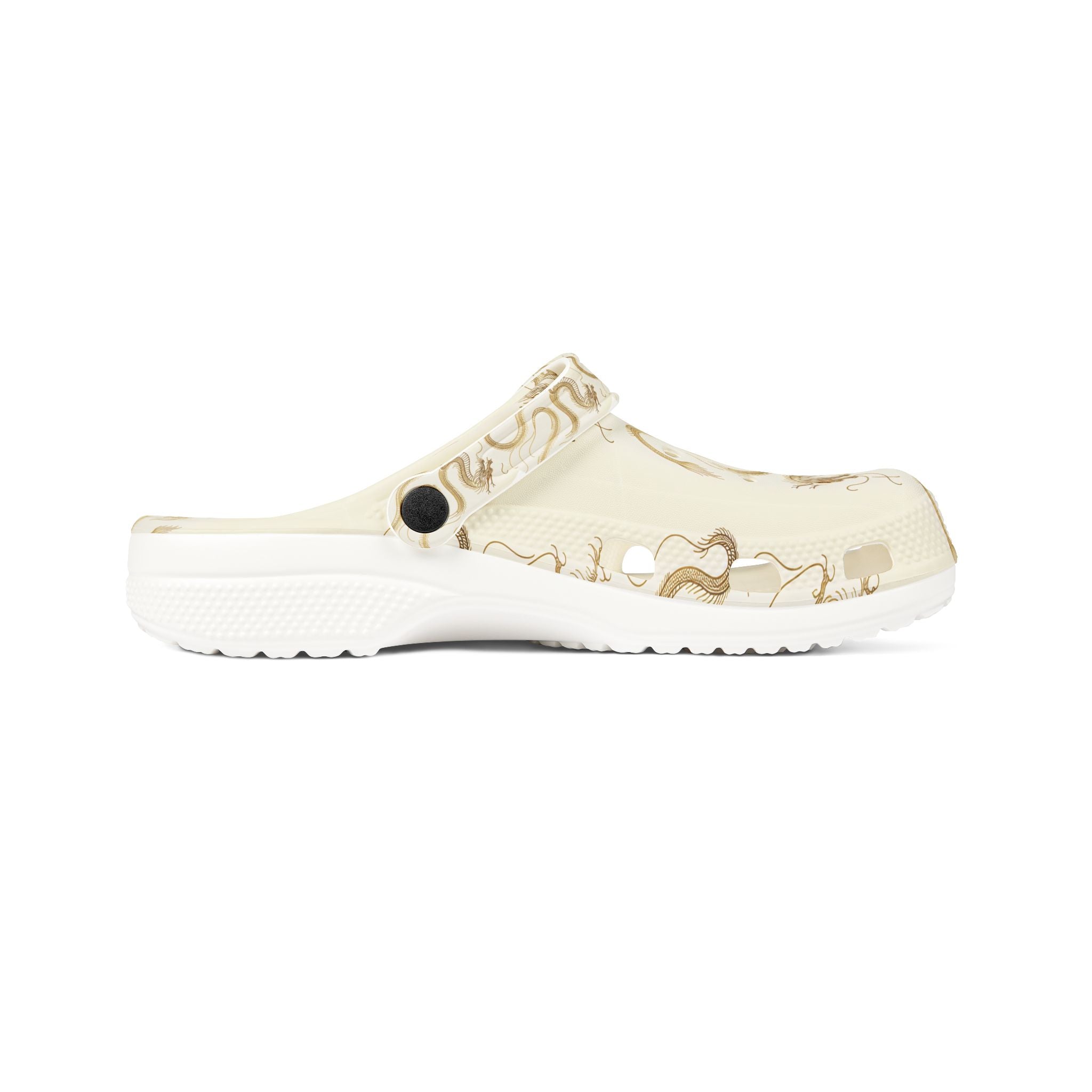 Clogs, Golden Dragon, with 幸運龍 Lucky Dragon traditional Chinese text