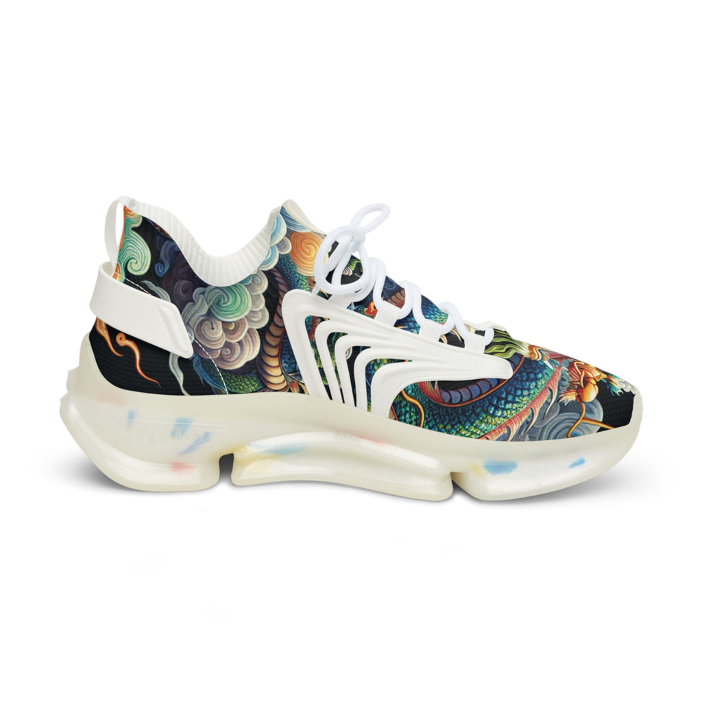 Men's Sneakers, Blue Dragon God, with 幸運龍 Lucky Dragon traditional Chinese text