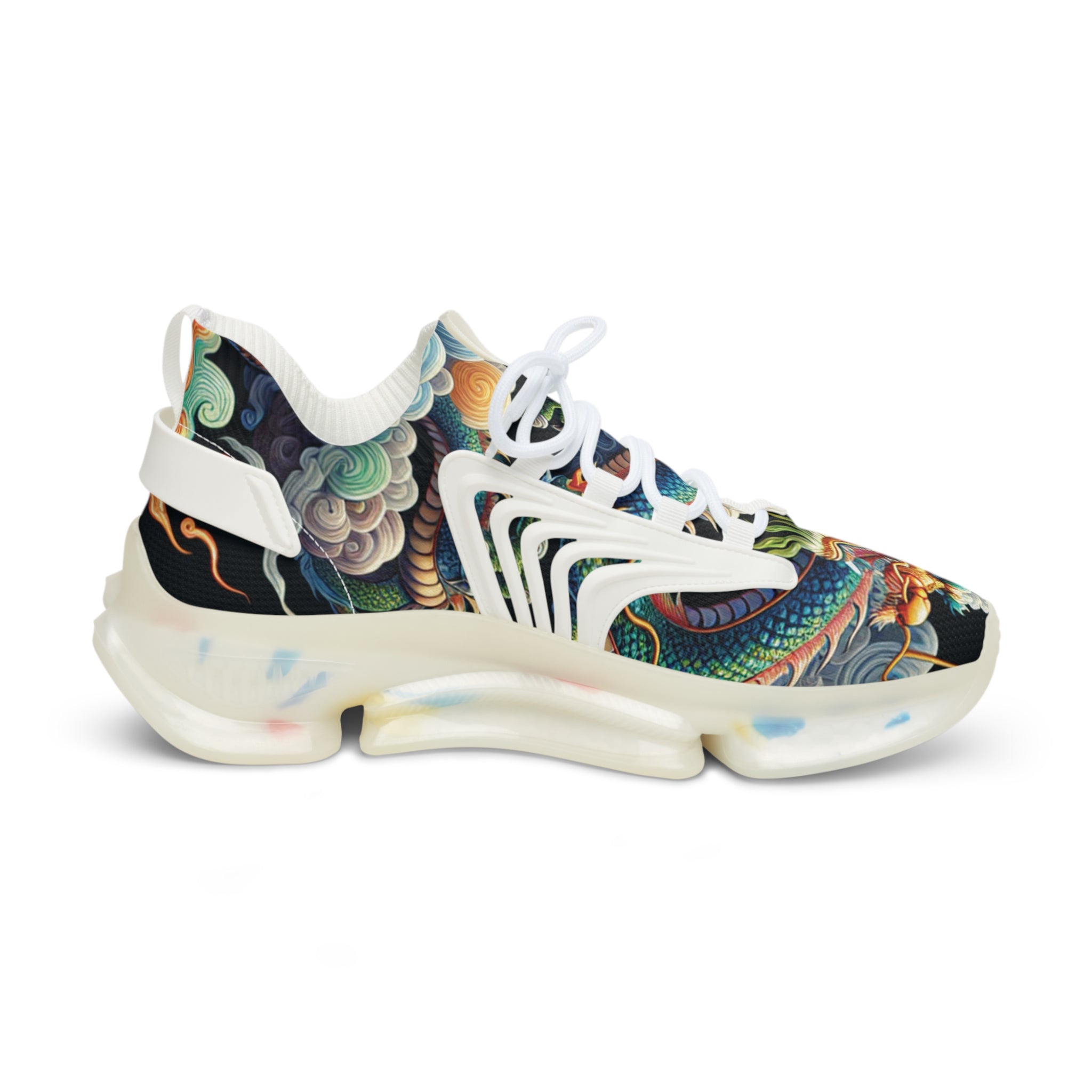 Men's Sneakers, Blue Dragon God, with 幸運龍 Lucky Dragon traditional Chinese text