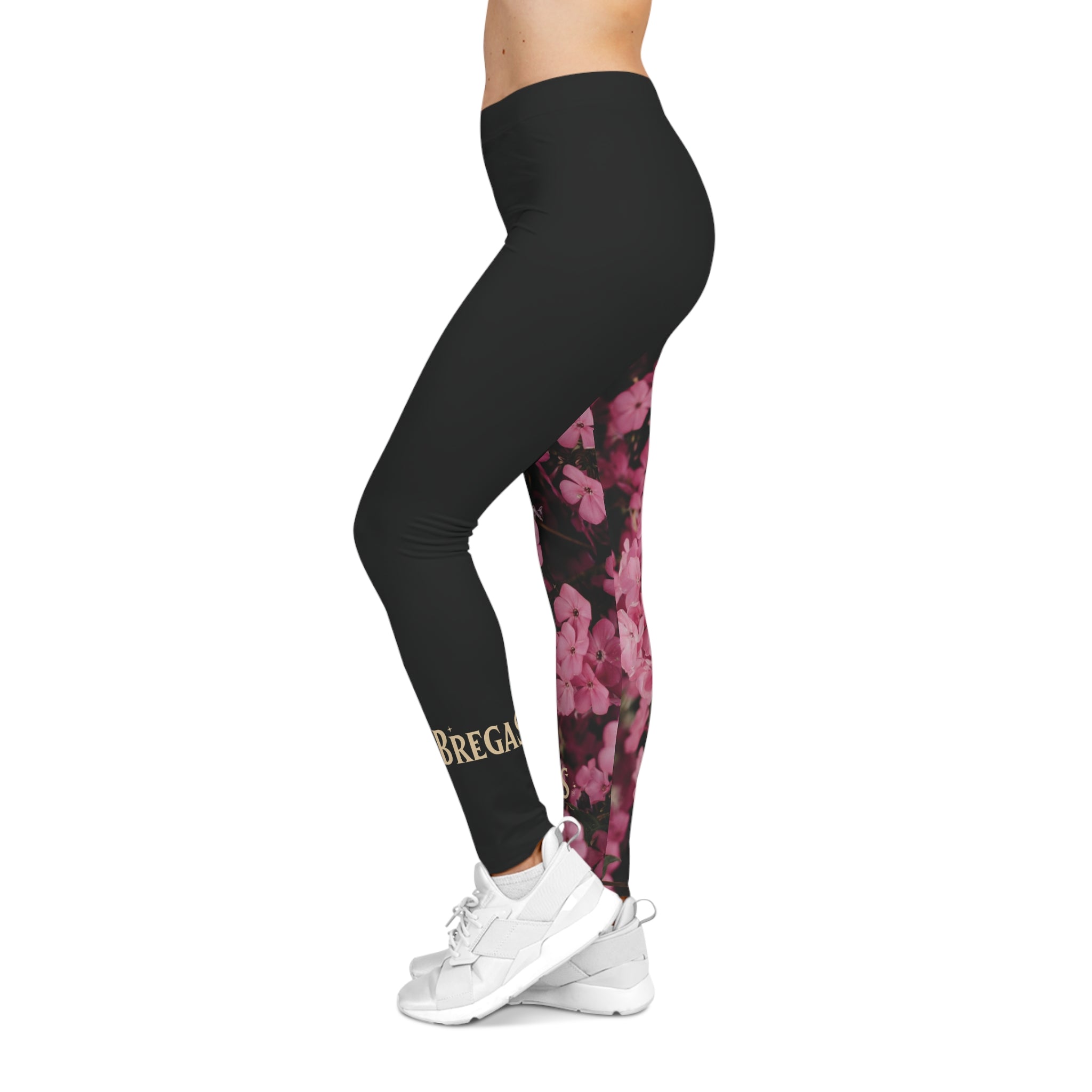 Leggings, Pink flowers & Butterfly, W4M. Made in the USA