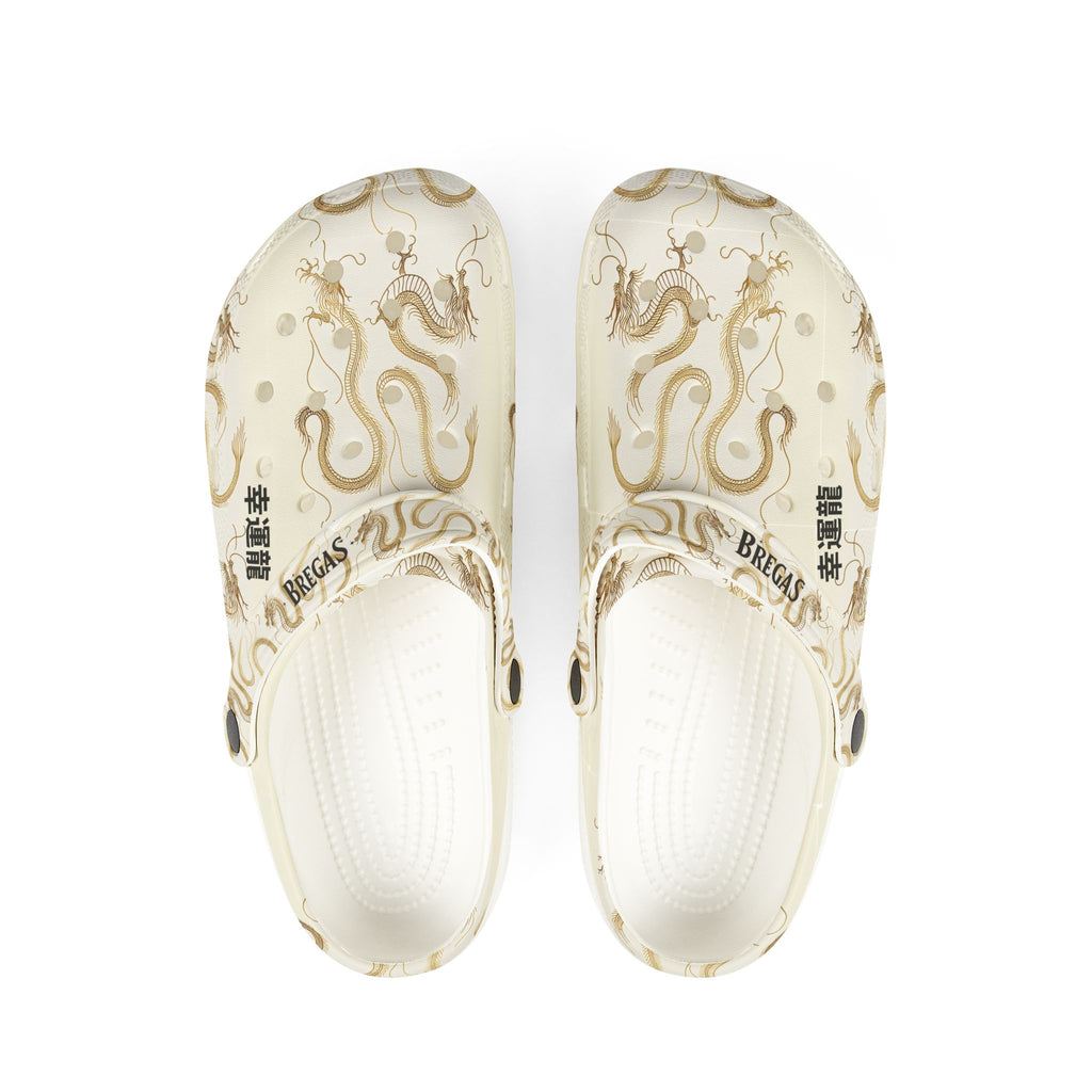 Clogs, Golden Dragon, with 幸運龍 Lucky Dragon traditional Chinese text