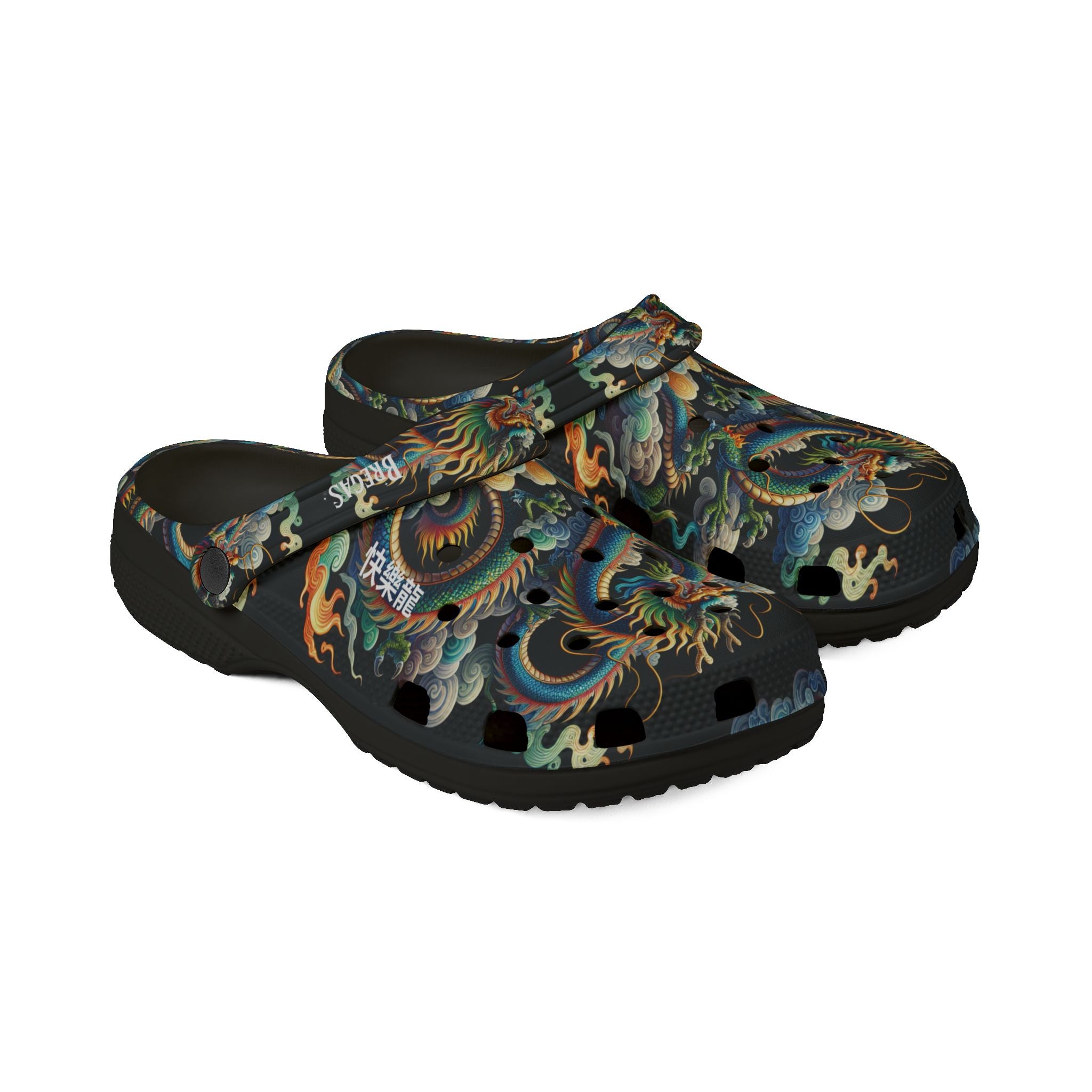 Clogs, Blue Dragon God, 快樂龍 Happy Dragon traditional Chinese text
