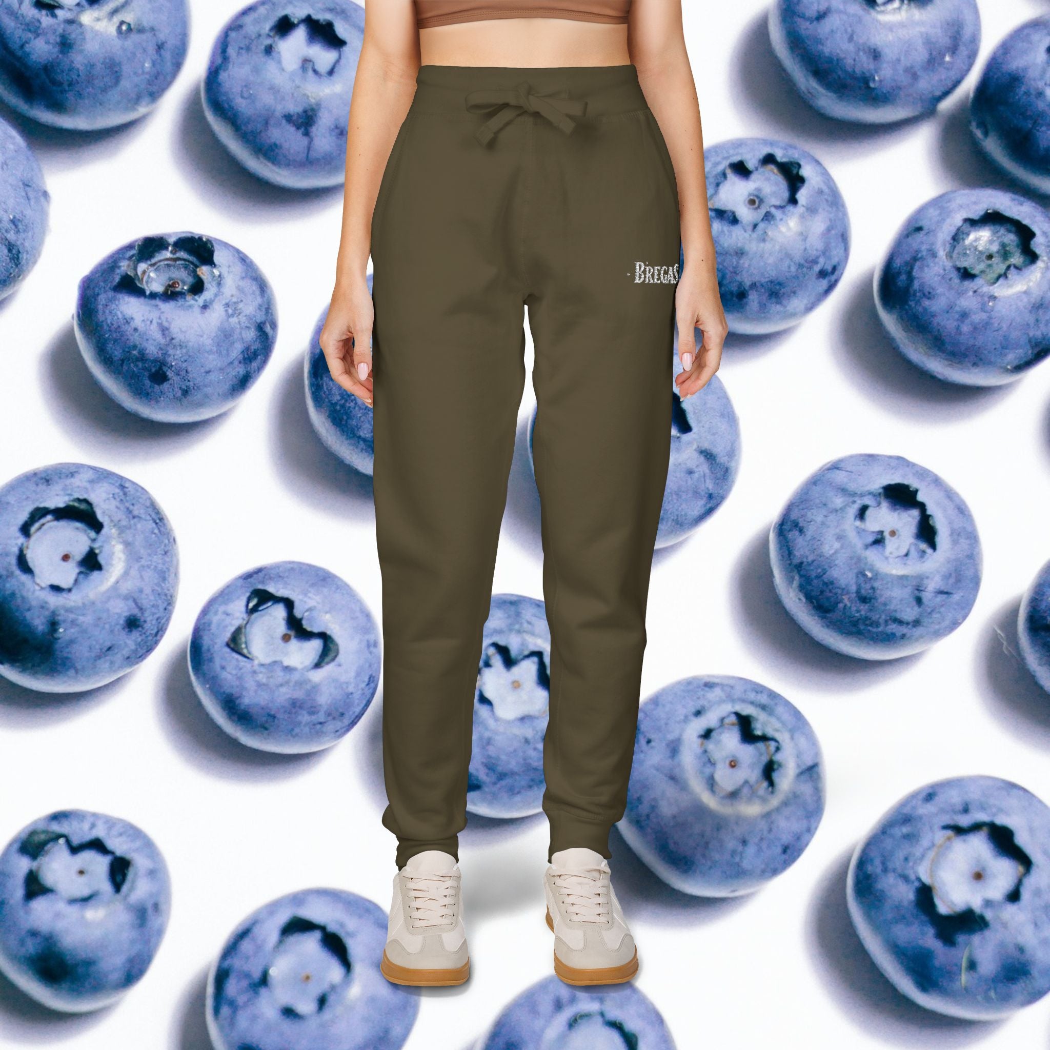 Fleece Sweatpants with silver Embroidered Bregas logo, Sweatpants for Women and Men