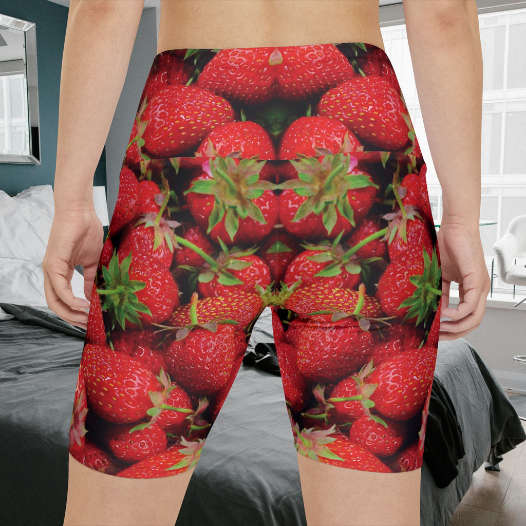 Workout Shorts, Strawberries, W4W. Made in the USA.