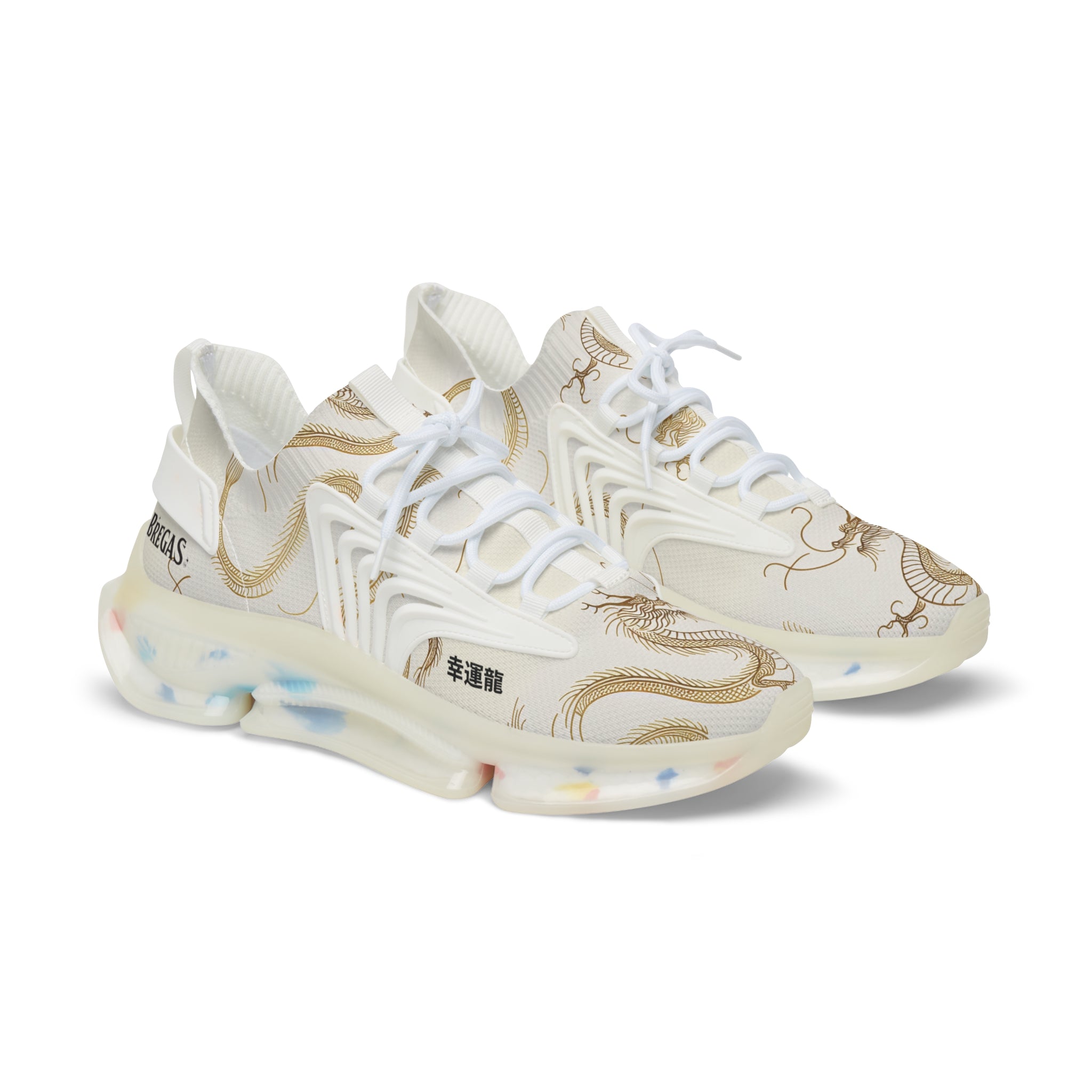 Women's Sneakers, Golden Dragon, with 幸運龍 Lucky Dragon Chinese text