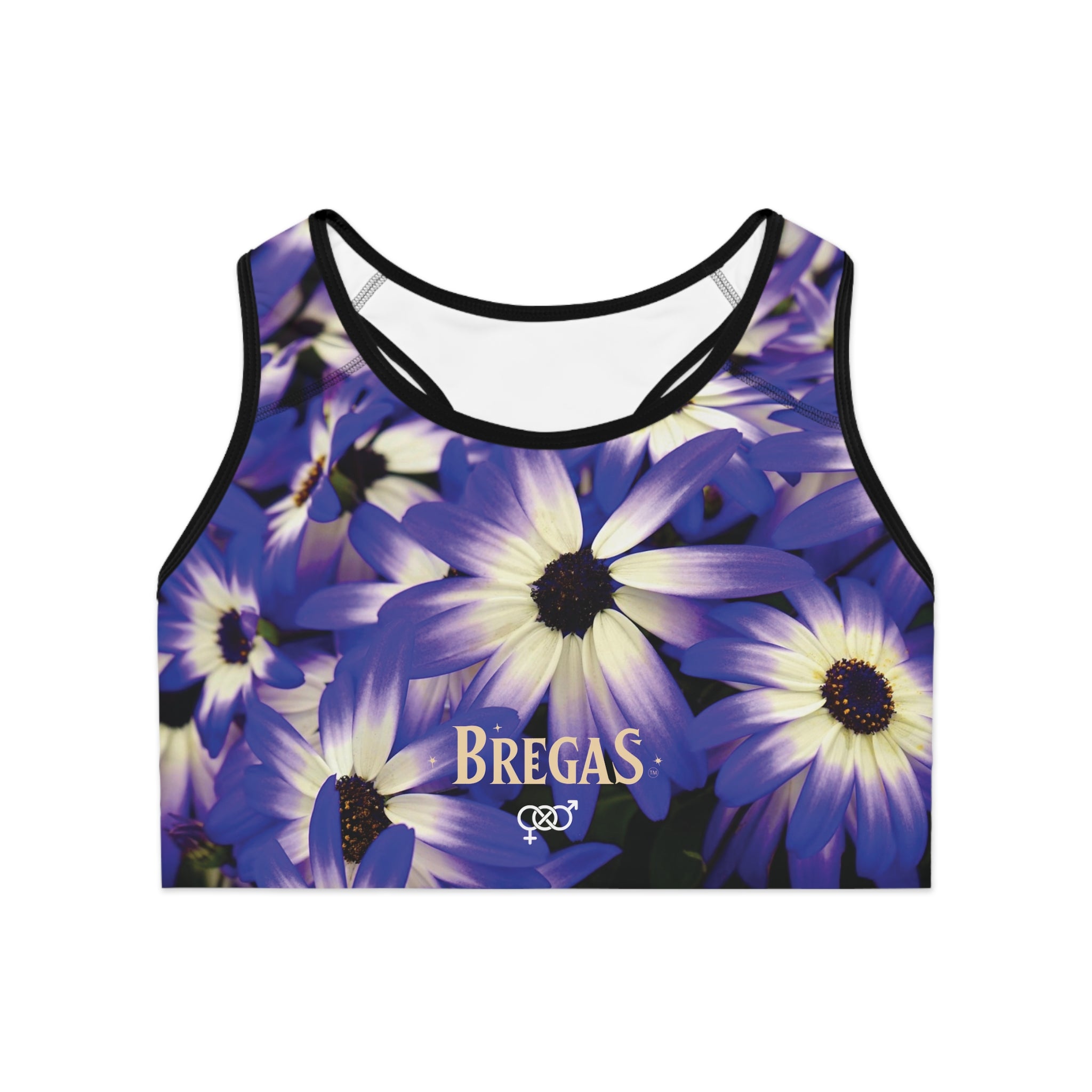 Sports Bra, Purple Petunia, Bisexual. Made in the USA.