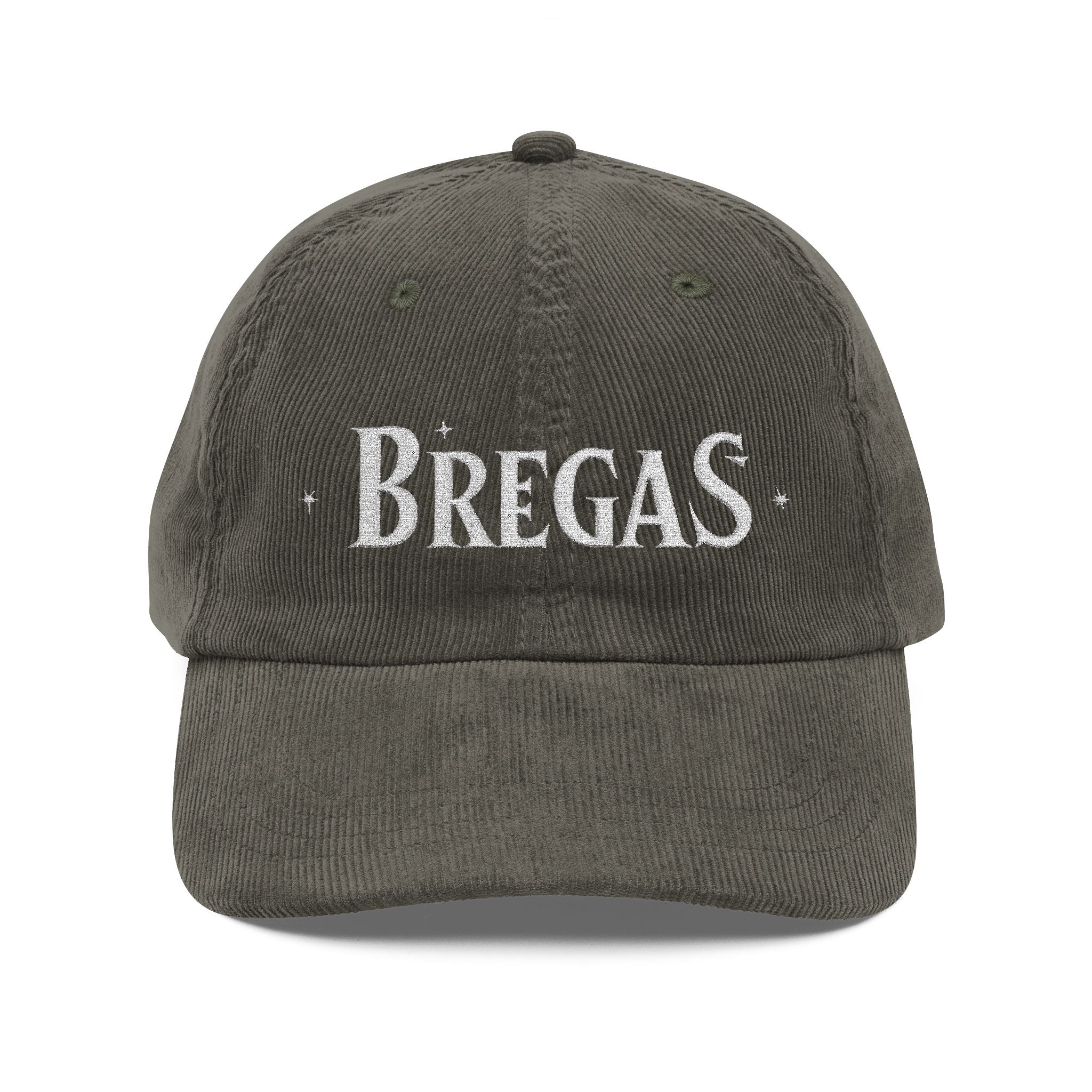 Vintage Corduroy Caps, silver Embroidery, Bregas logo